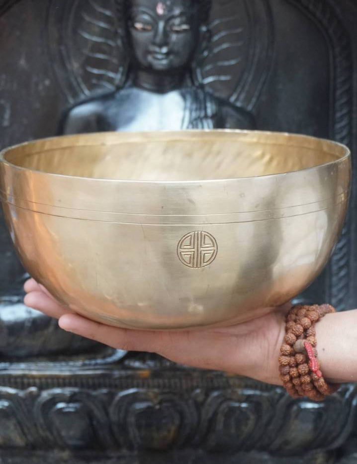 Tibetan Handcrafted Lotus Engraved Singing Bowl for meditation.