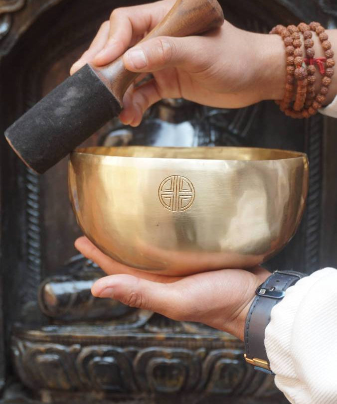Double Dorje Engraved Tibetan Singing Bowl