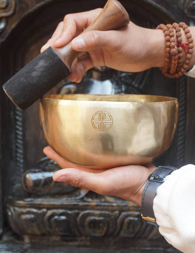 Double Dorje Engraved Tibetan Singing Bowl