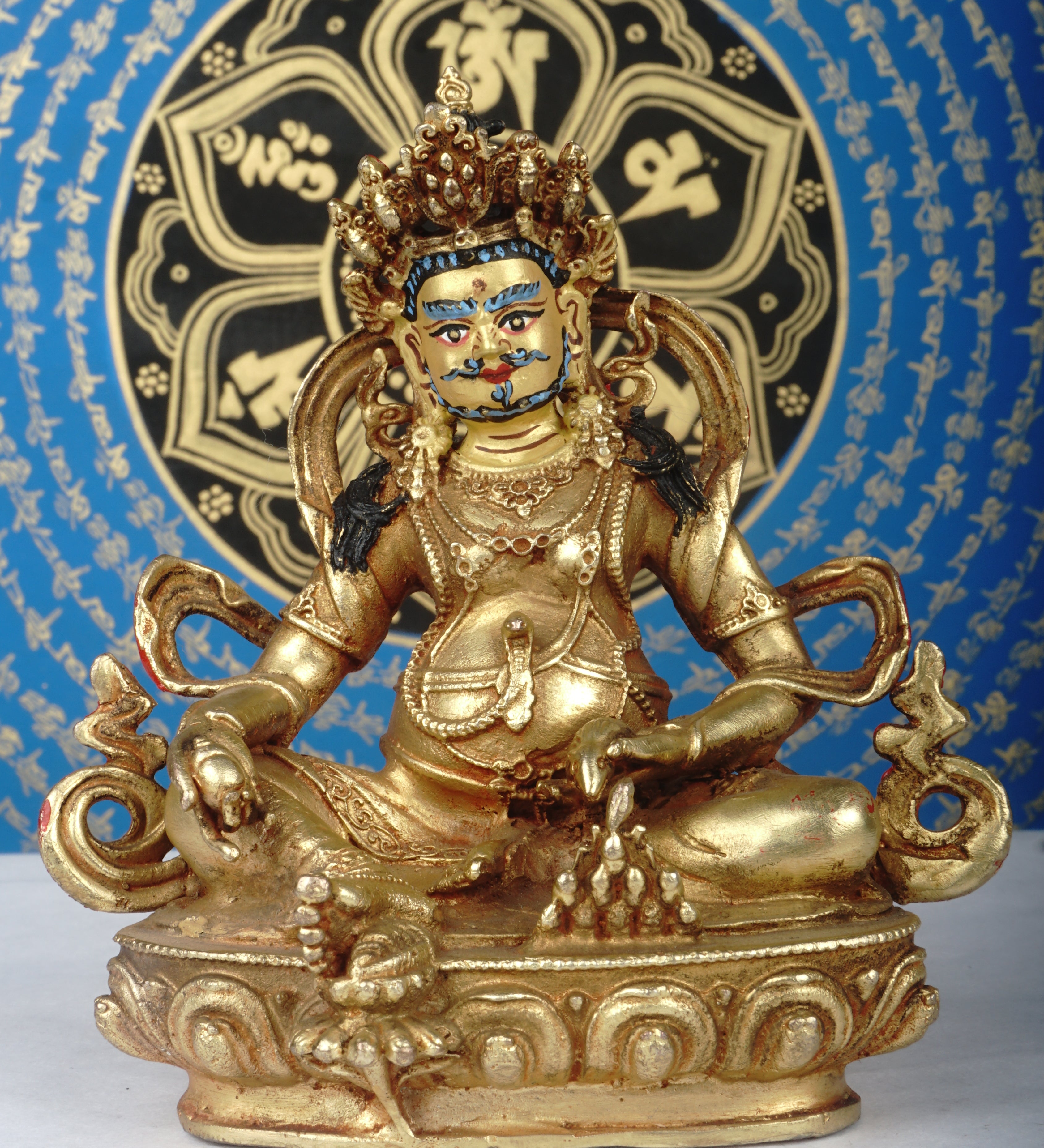 Small size gold plated Zambala statue 