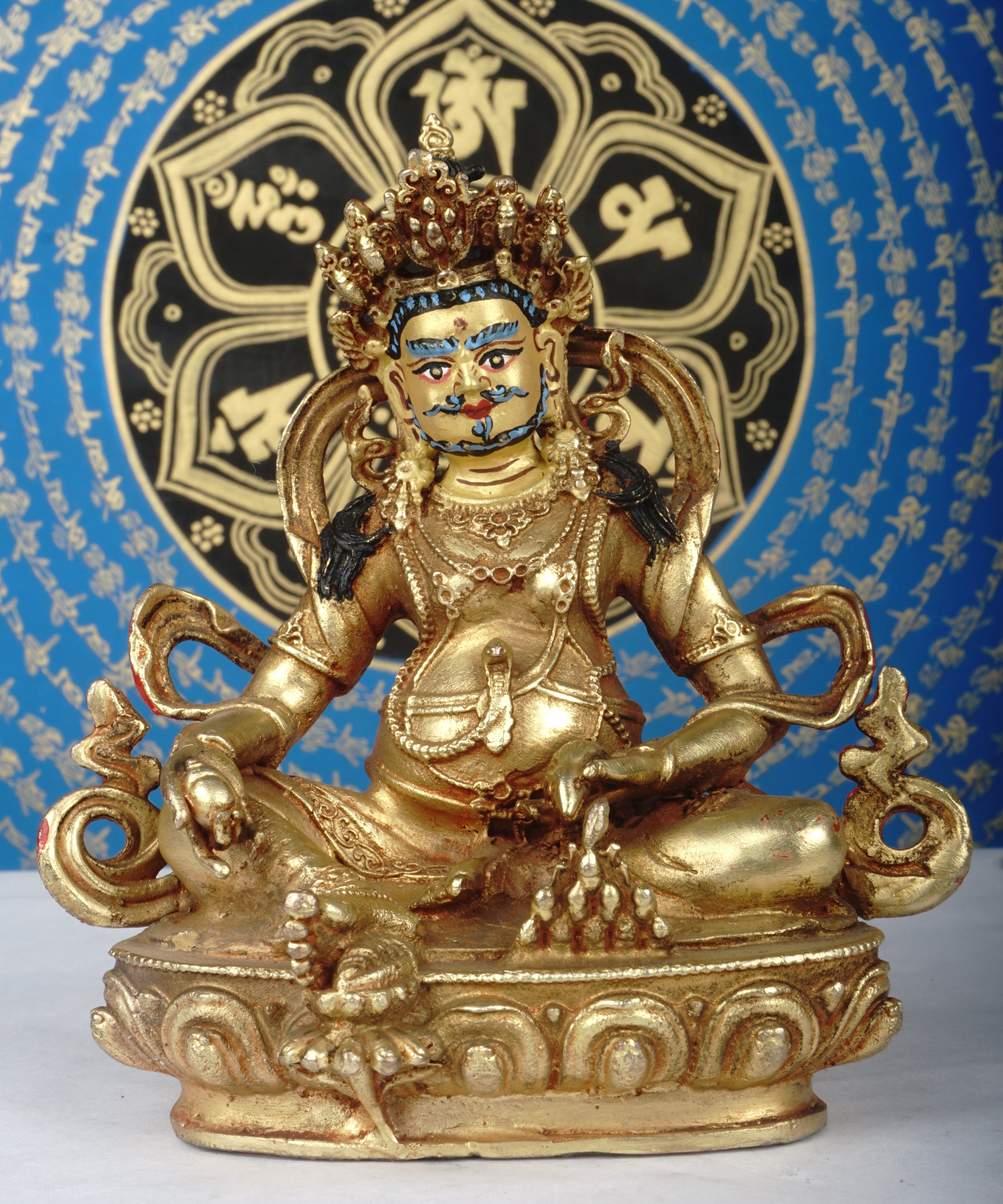 Small size gold plated Zambala statue 