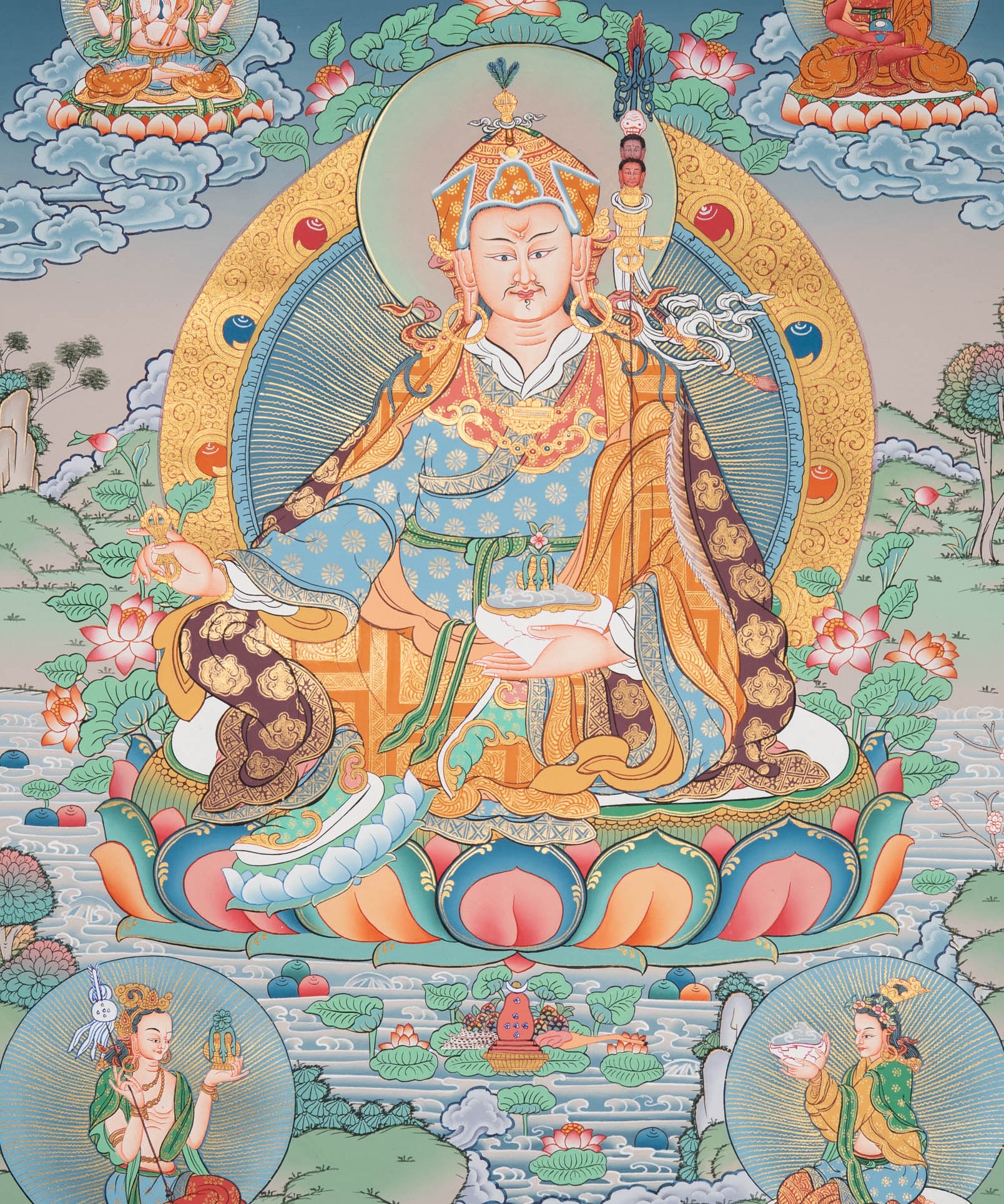 Guru Rinpoche Thangka - Handpainted Art