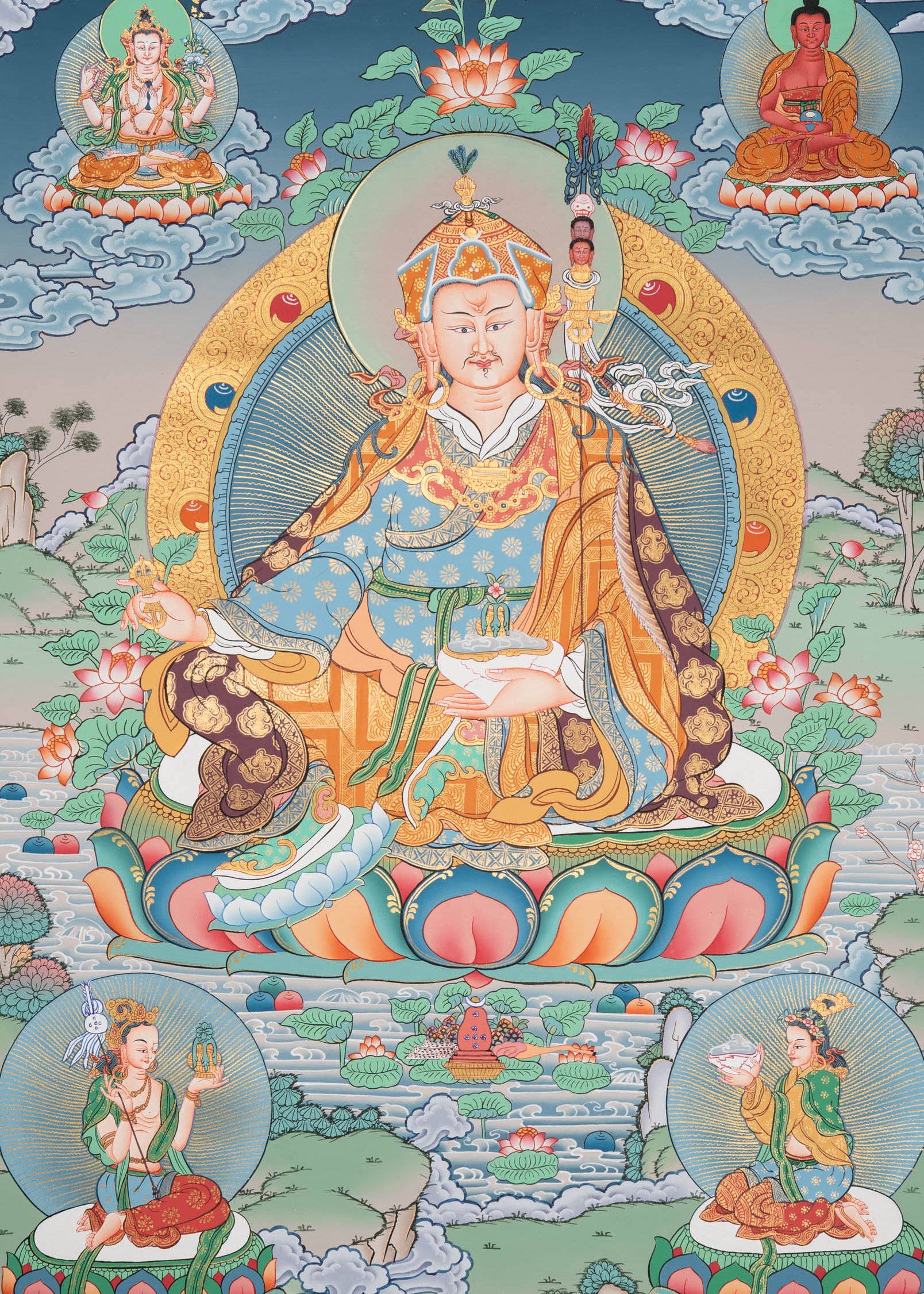 Guru Rinpoche Thangka - Handpainted Art