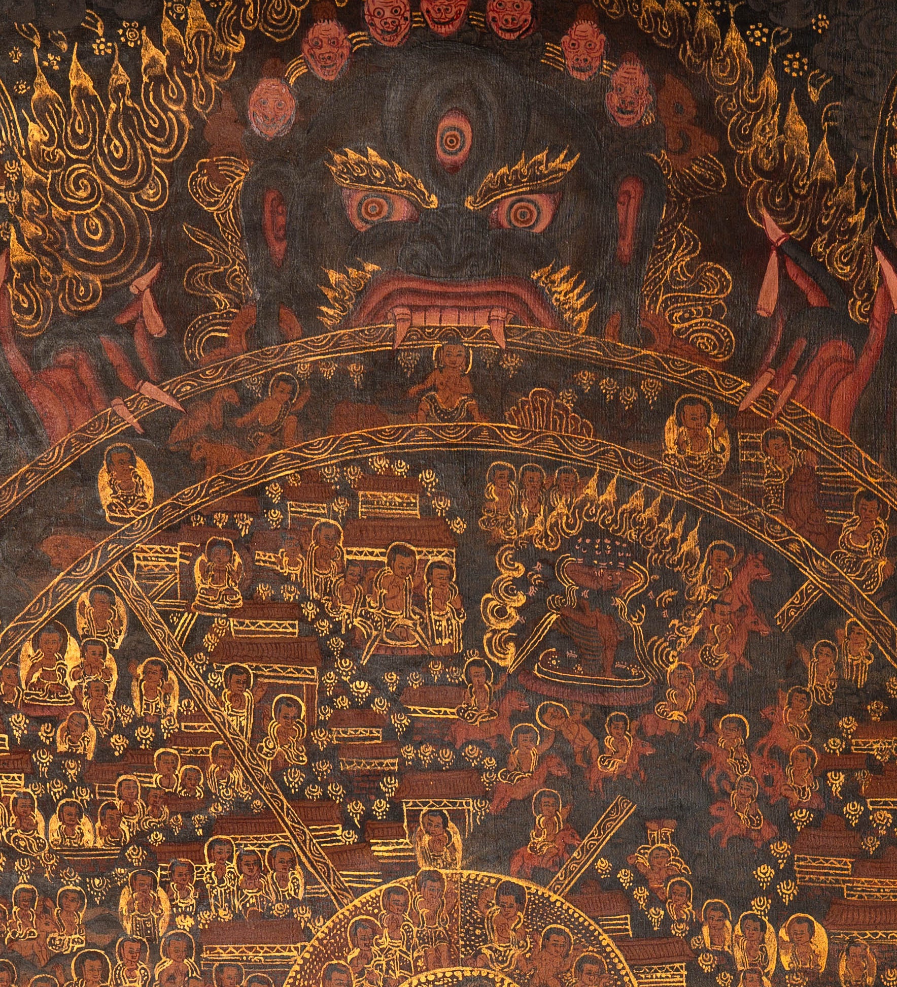 Antique Wheel of Life Thangka - Handpainted Tibetan Art