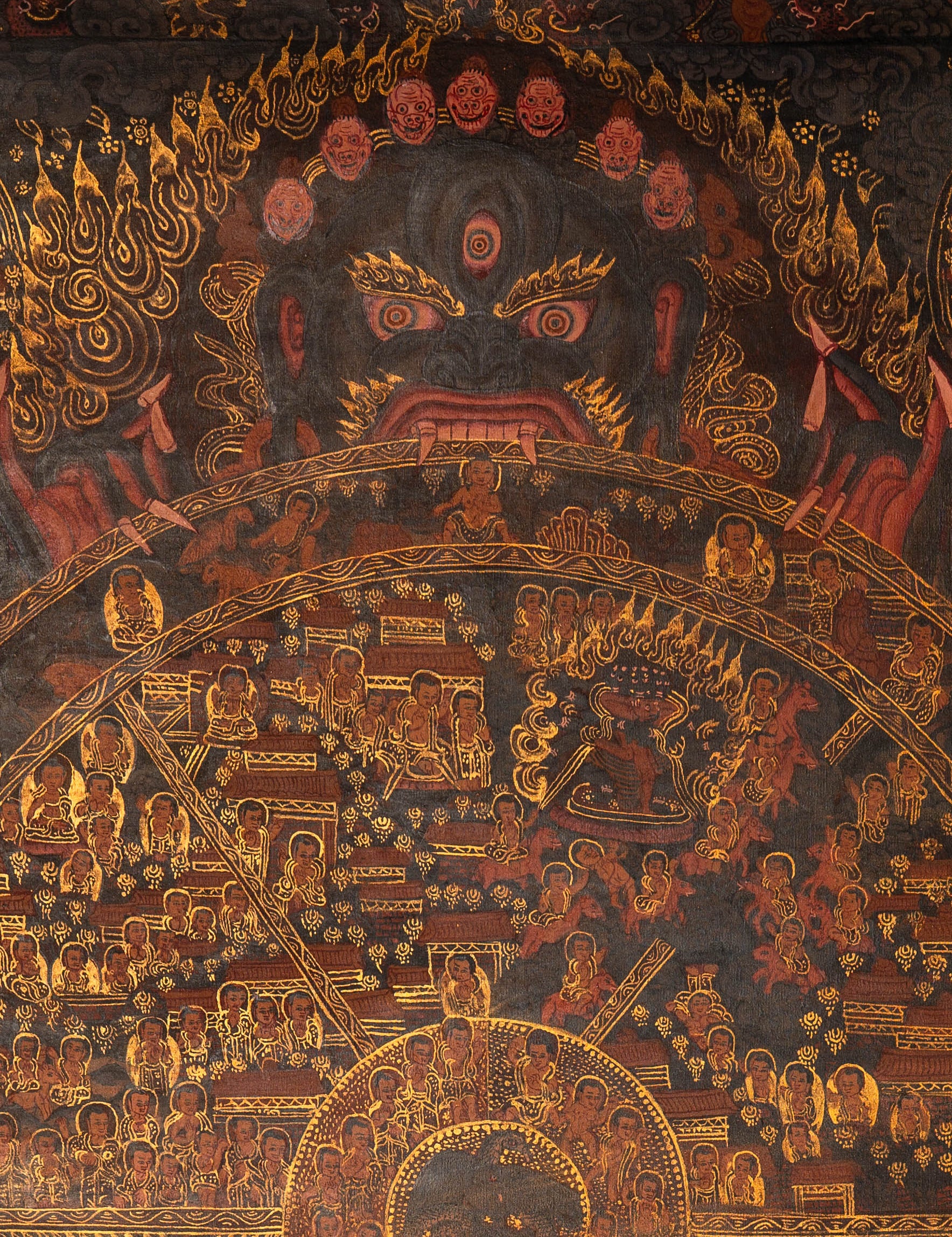 Antique Wheel of Life Thangka - Handpainted Tibetan Art