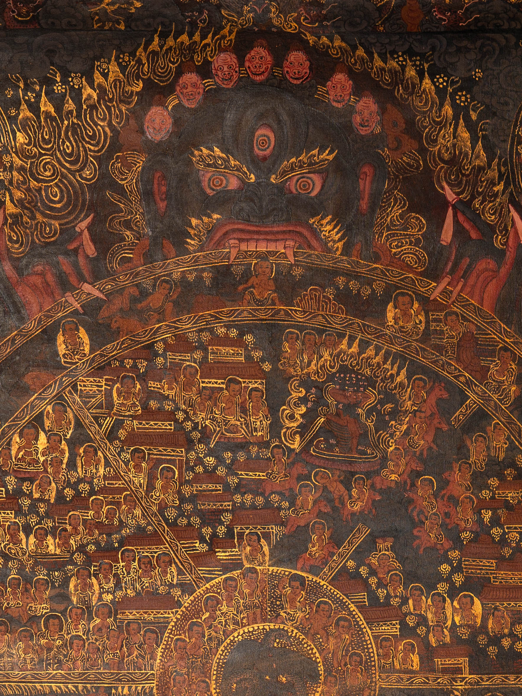 Antique Wheel of Life Thangka - Handpainted Tibetan Art