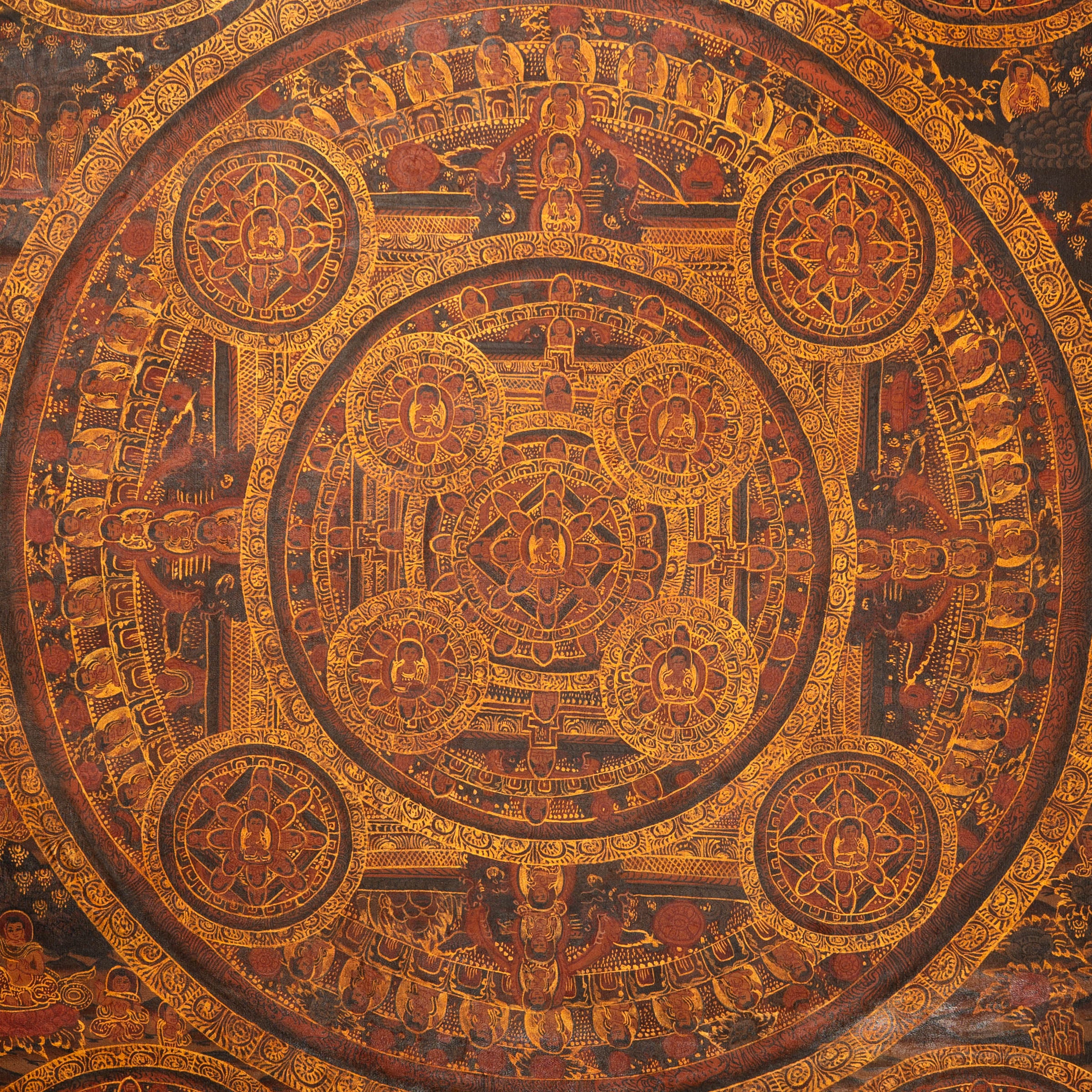 Antique Buddha Mandala Thangka - Sacred Painting 