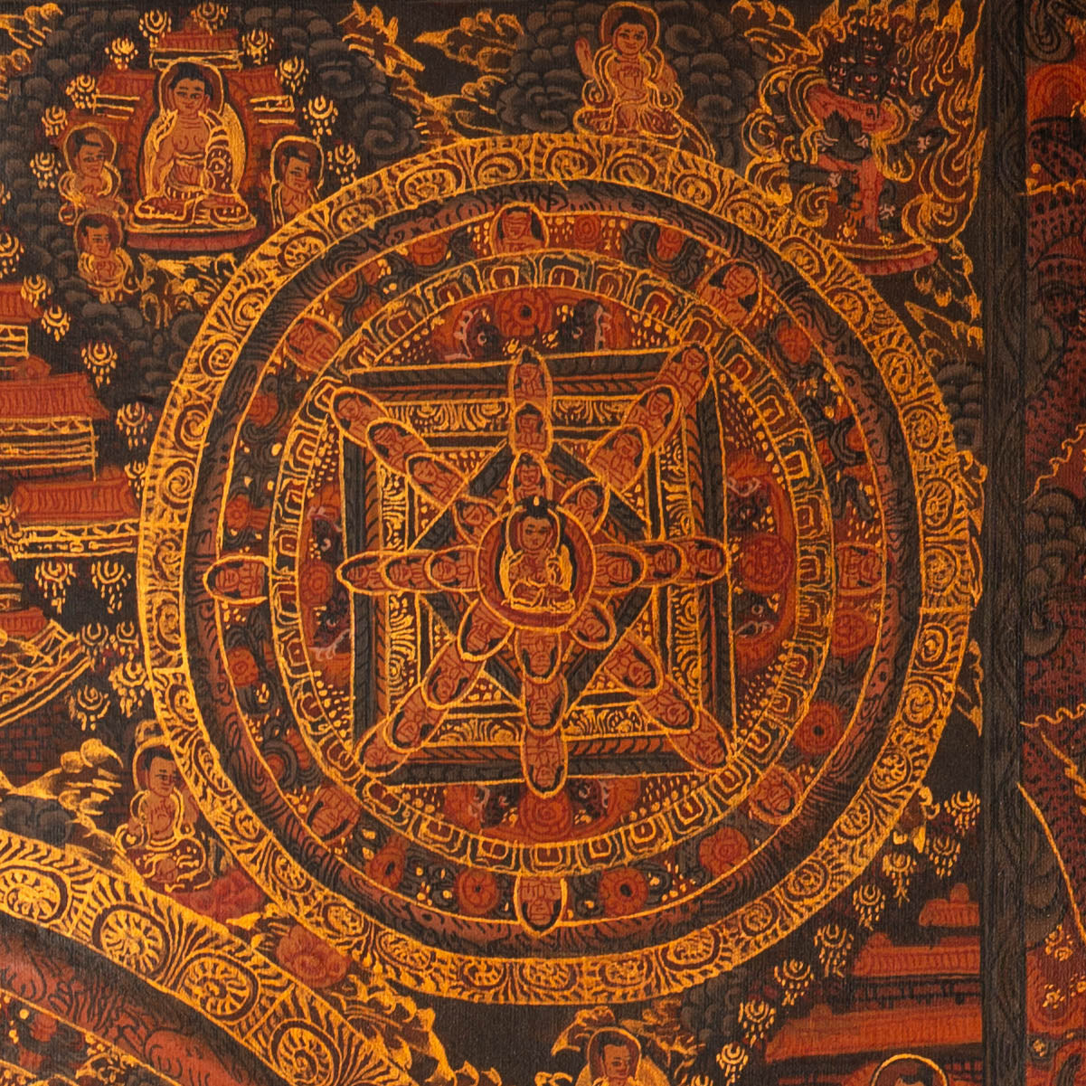 Antique Buddha Mandala Thangka - Sacred Painting 