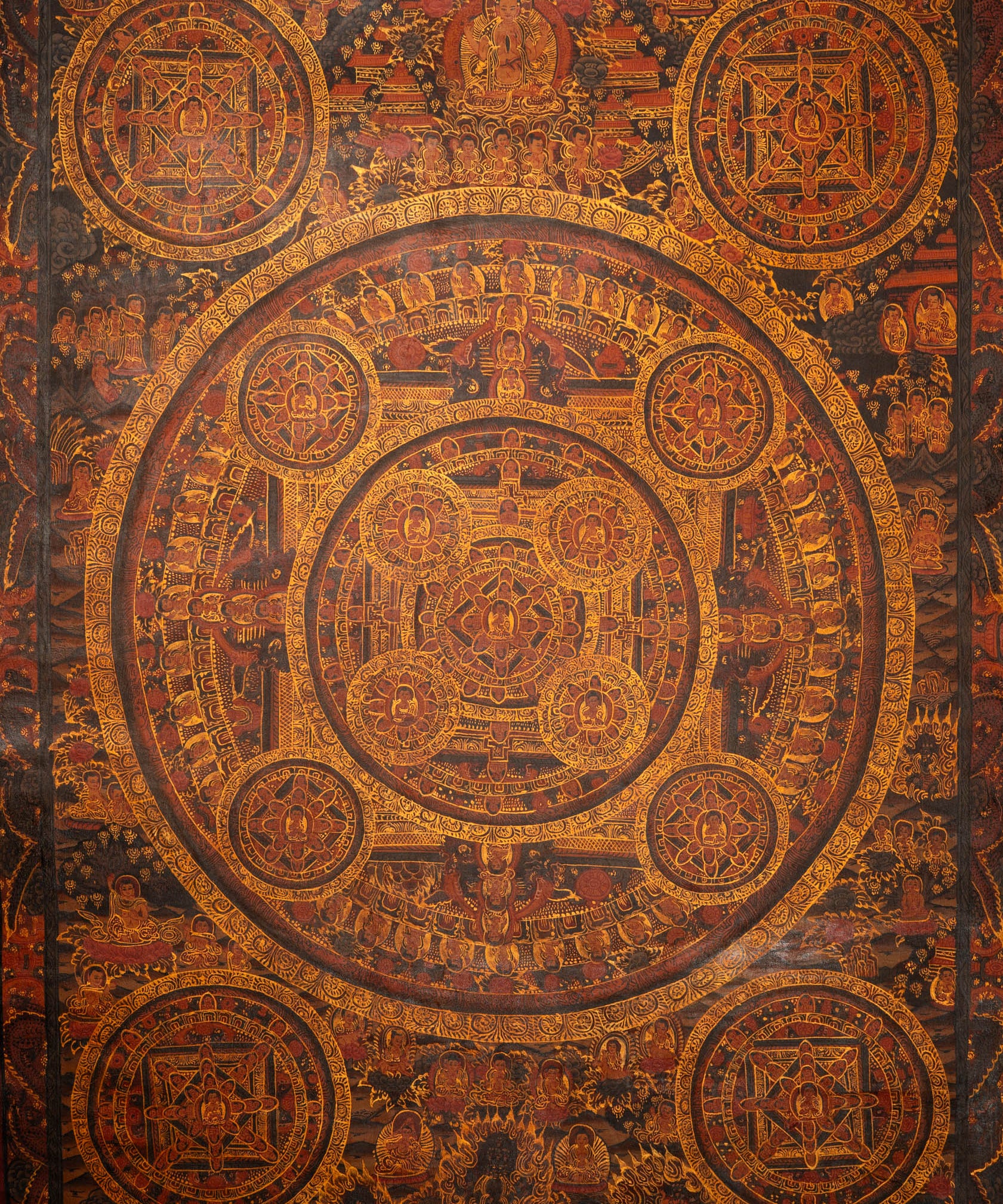 Antique Buddha Mandala Thangka - Sacred Painting 