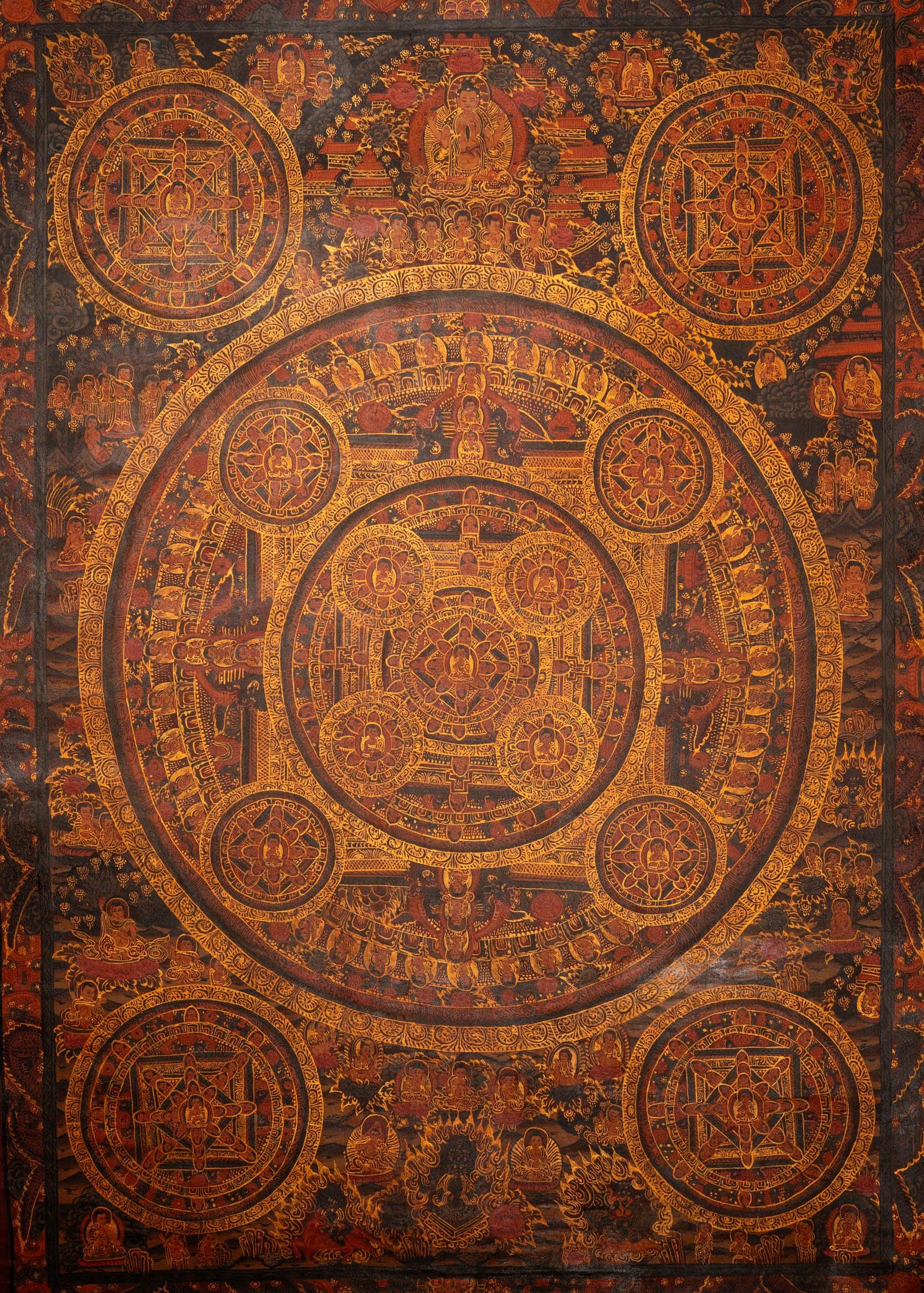 Antique Buddha Mandala Thangka - Sacred Painting 