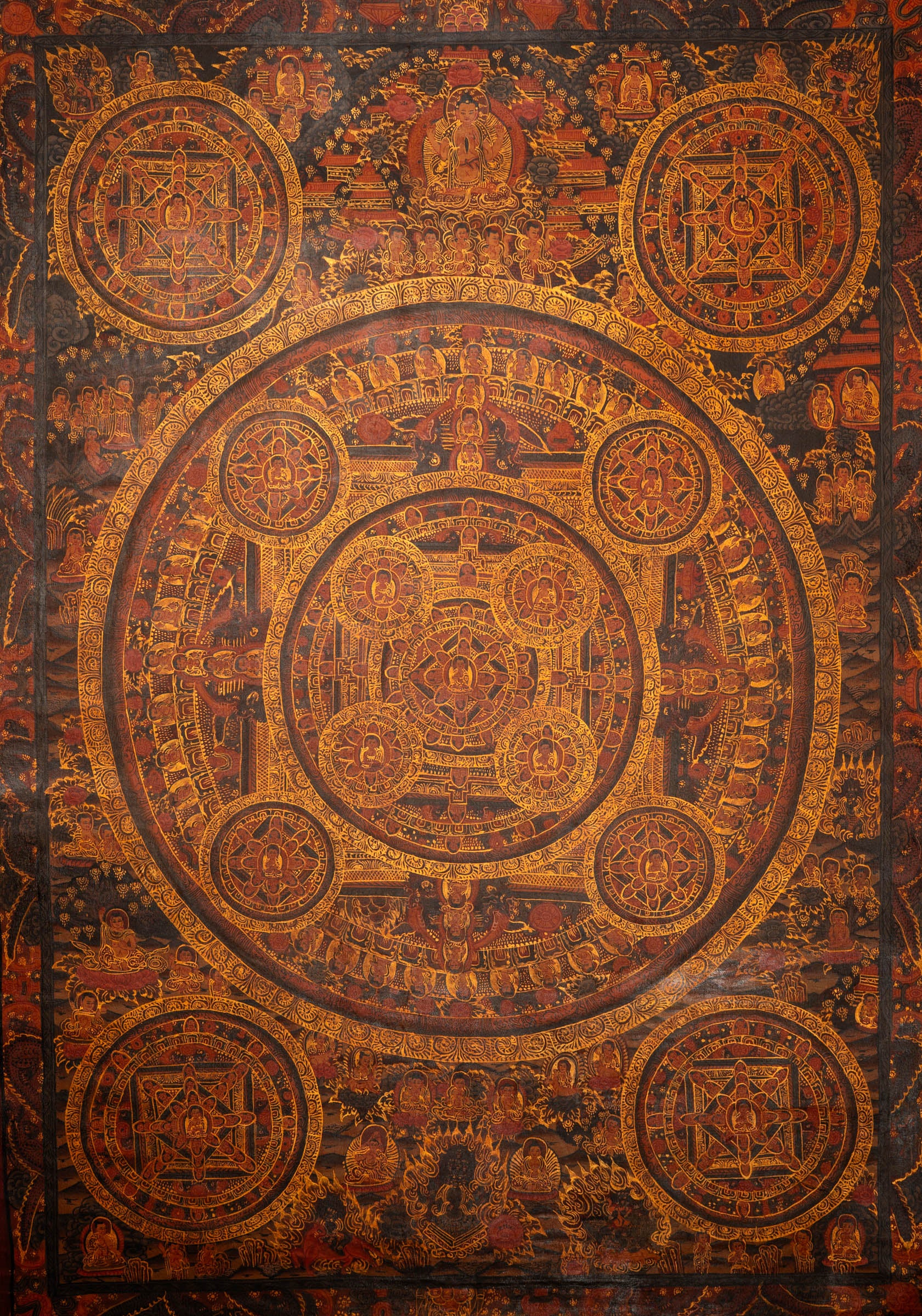 Antique Buddha Mandala Thangka - Sacred Painting 