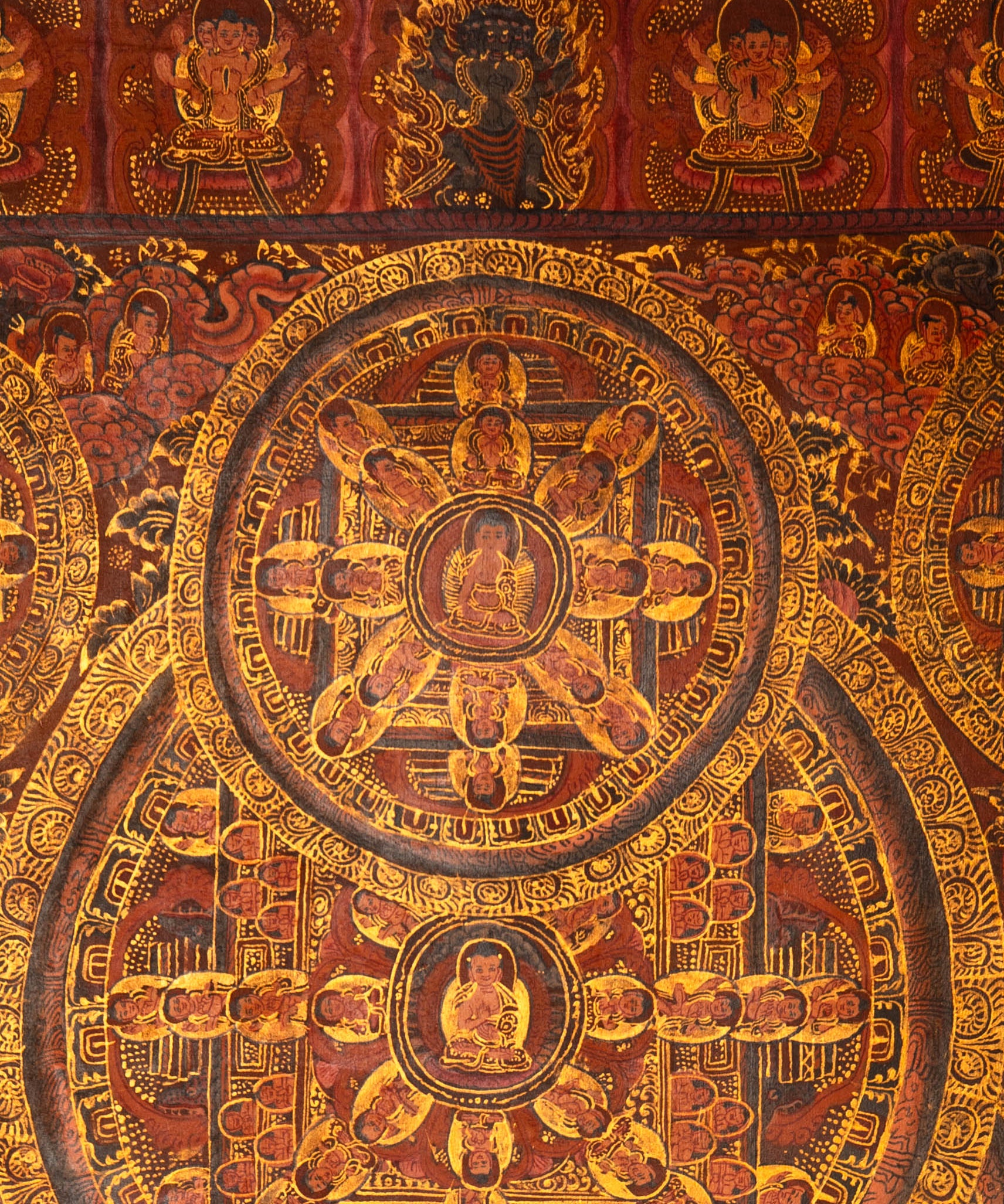  Antique Buddha Mandala Thangka Painting for wall hanging decor.