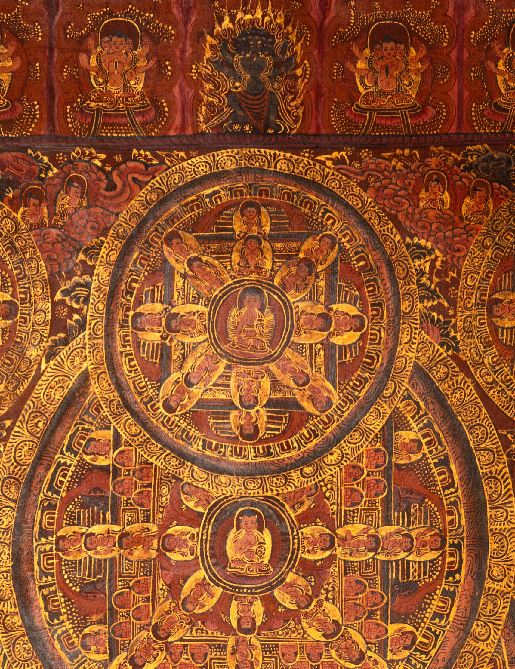  Antique Buddha Mandala Thangka Painting for wall hanging decor.