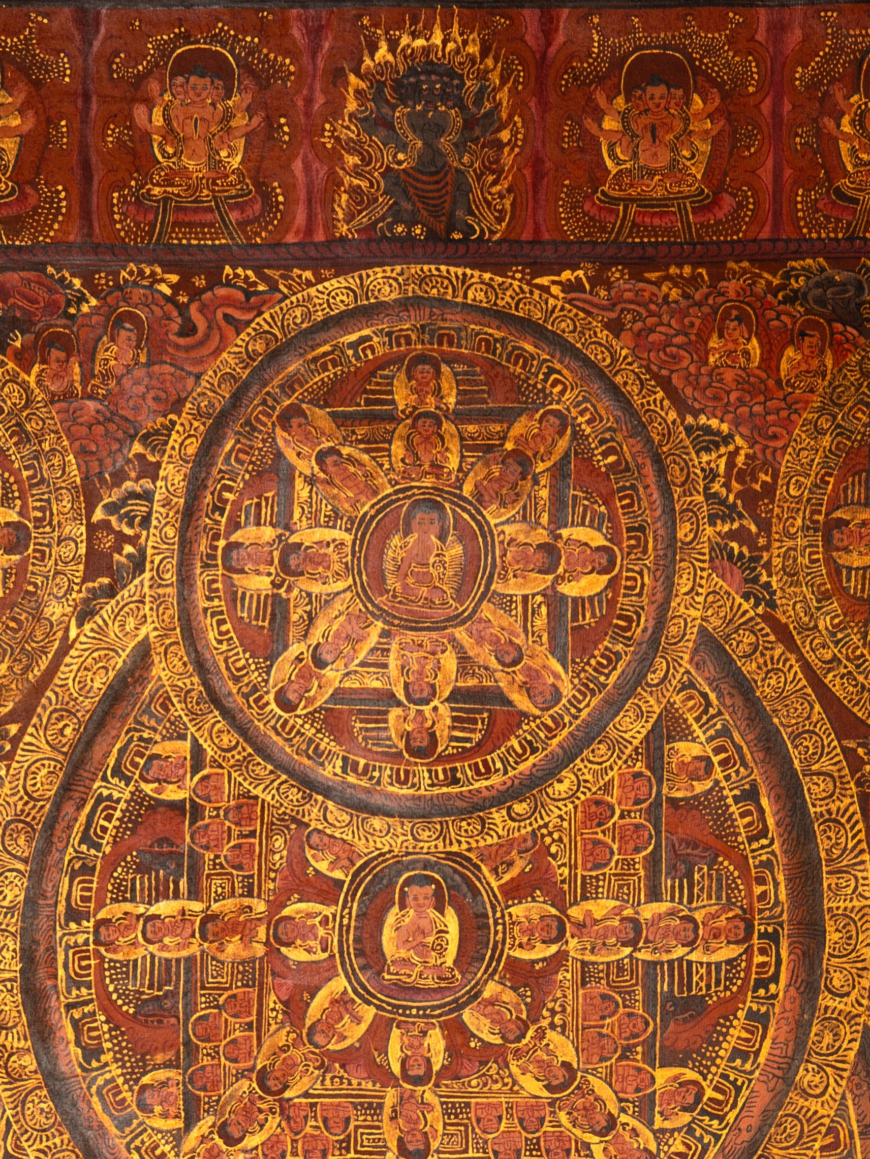  Antique Buddha Mandala Thangka Painting for wall hanging decor.