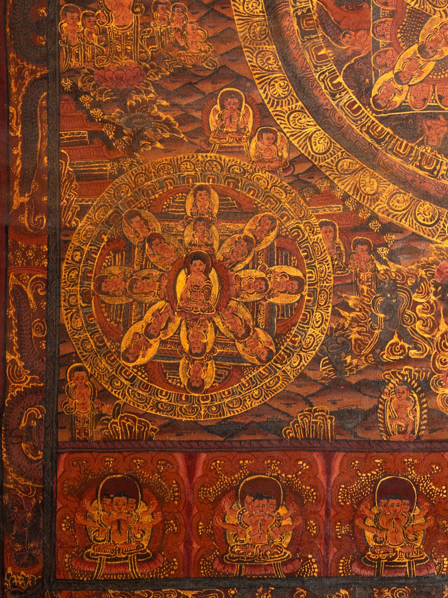  Antique Buddha Mandala Thangka Painting for wall hanging decor.