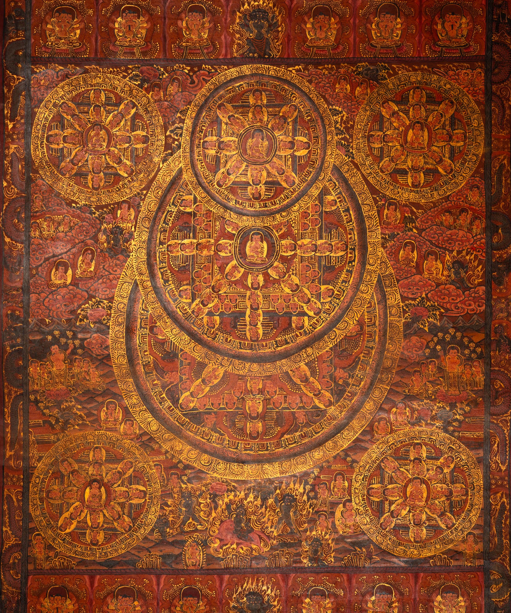  Antique Buddha Mandala Thangka Painting for wall hanging decor.