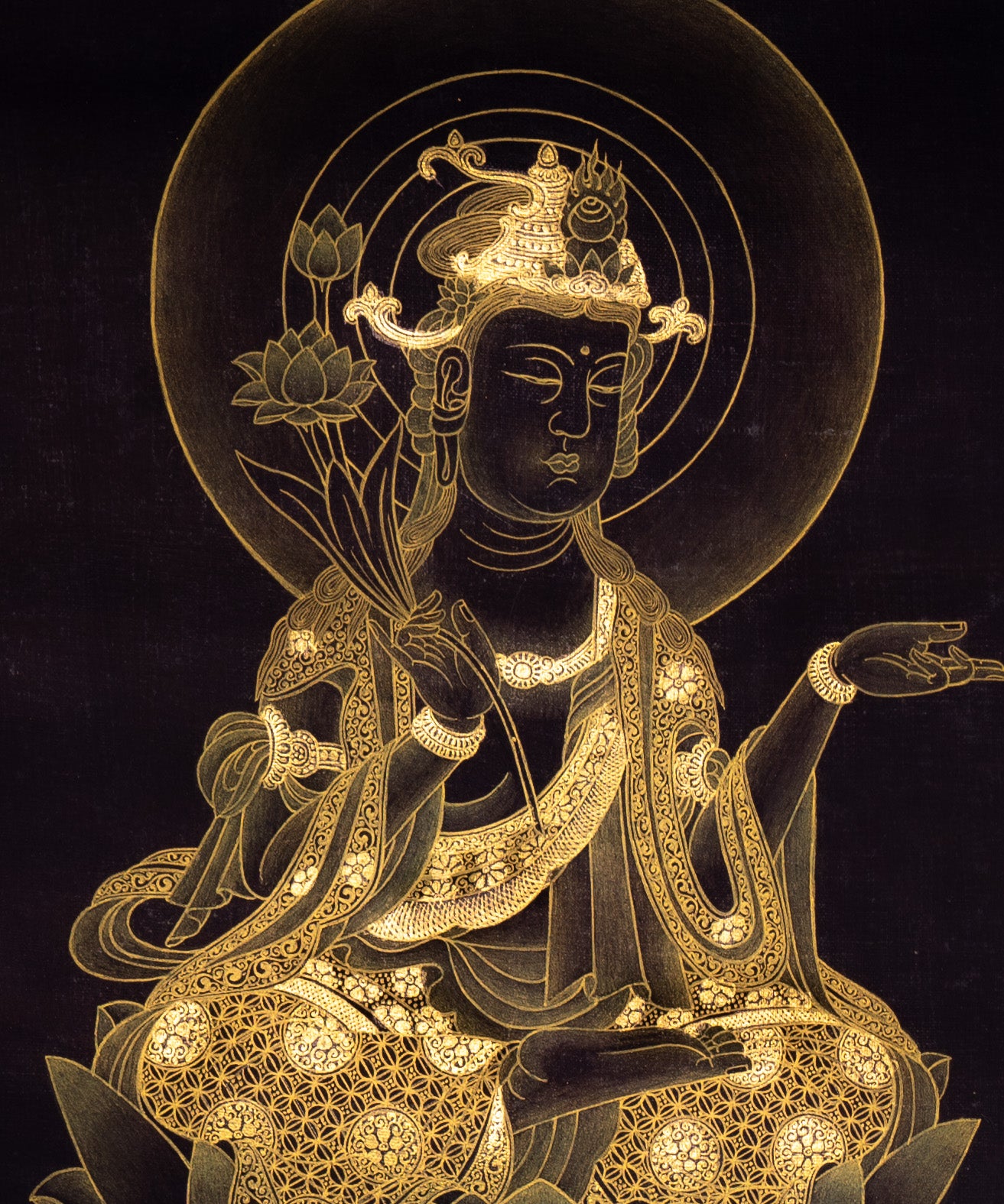 Japanese Buddha Thangka - Handpainted Art
