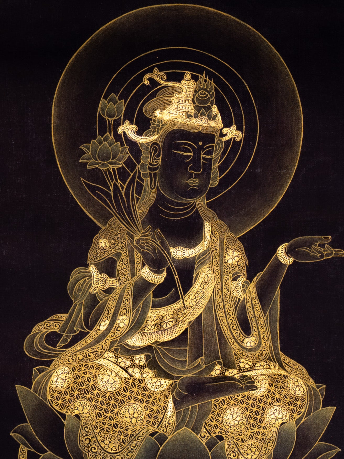 Japanese Buddha Thangka - Handpainted Art