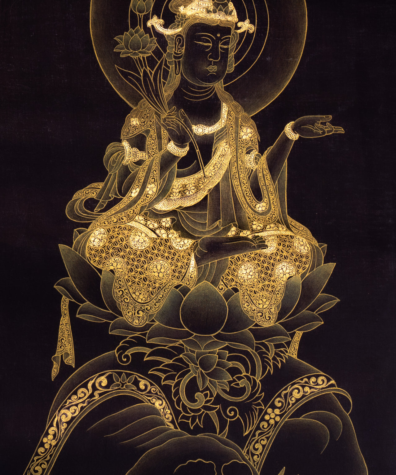 Japanese Buddha Thangka - Handpainted Art