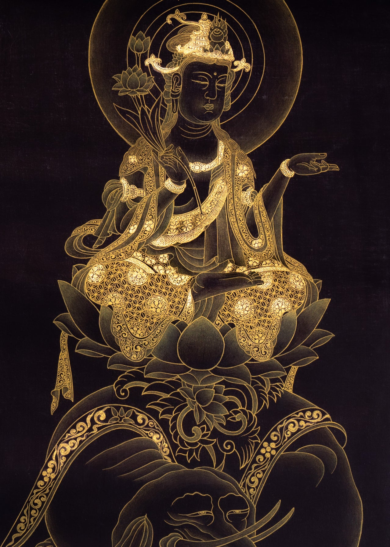 Japanese Buddha Thangka - Handpainted Art