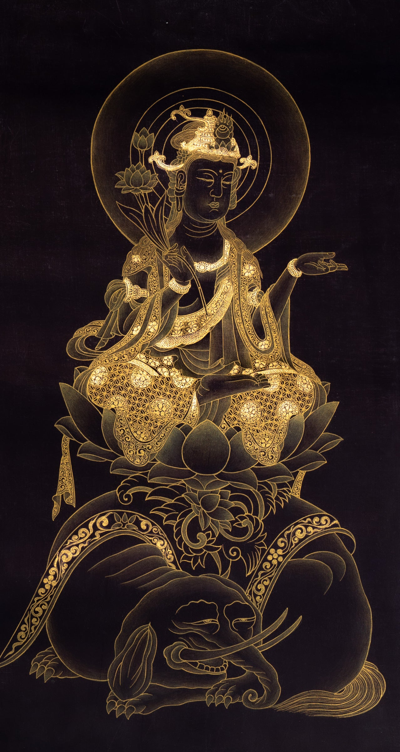 Japanese Buddha Thangka - Handpainted Art