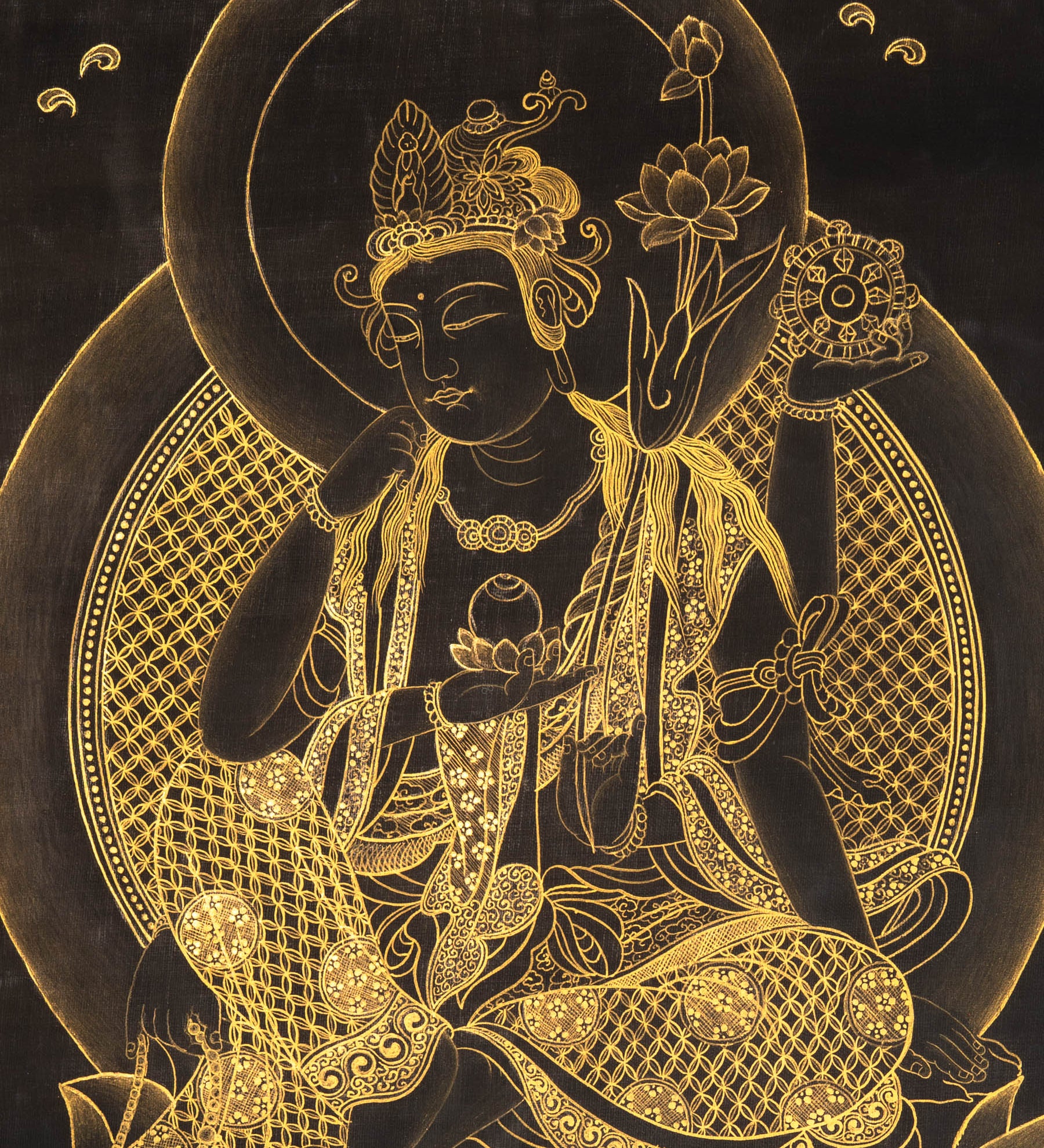 Japanese Buddha Thangka - Handpainted Art