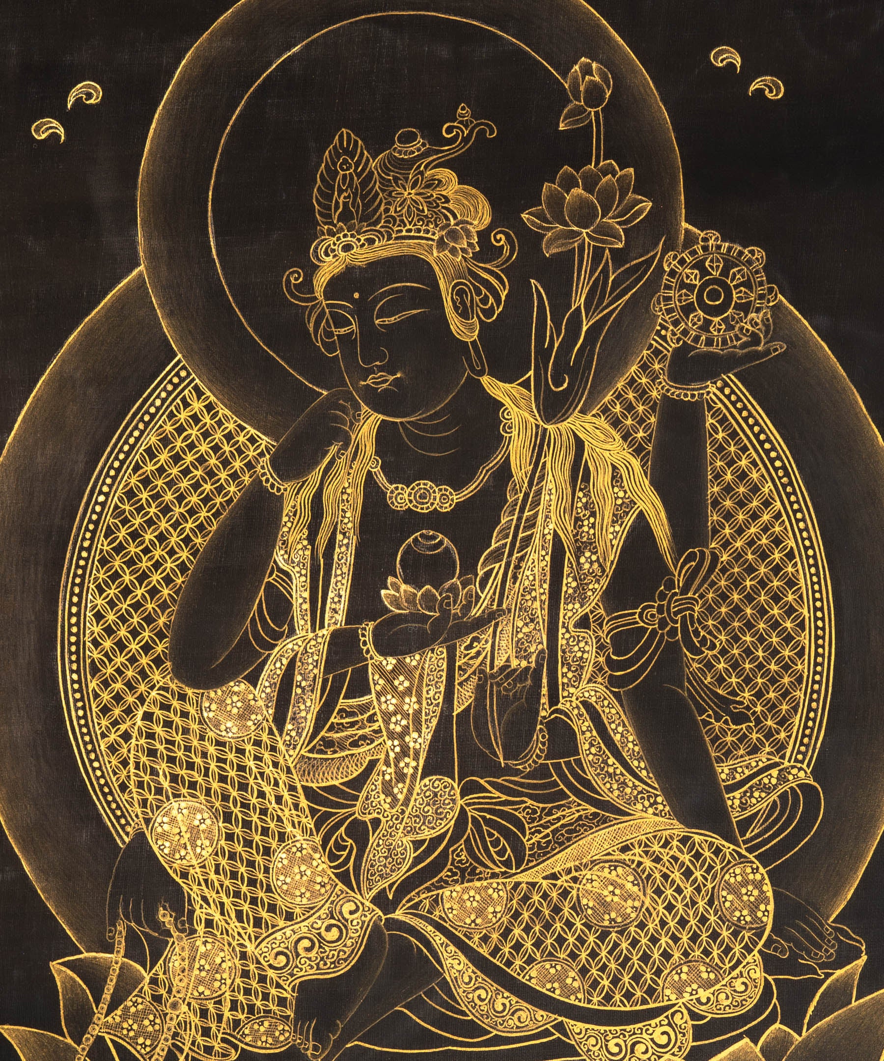Japanese Buddha Thangka - Handpainted Art