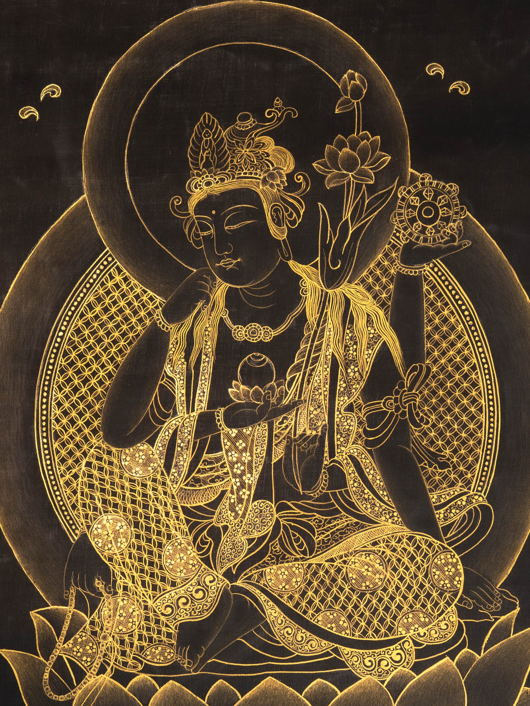 Japanese Buddha Thangka - Handpainted Art