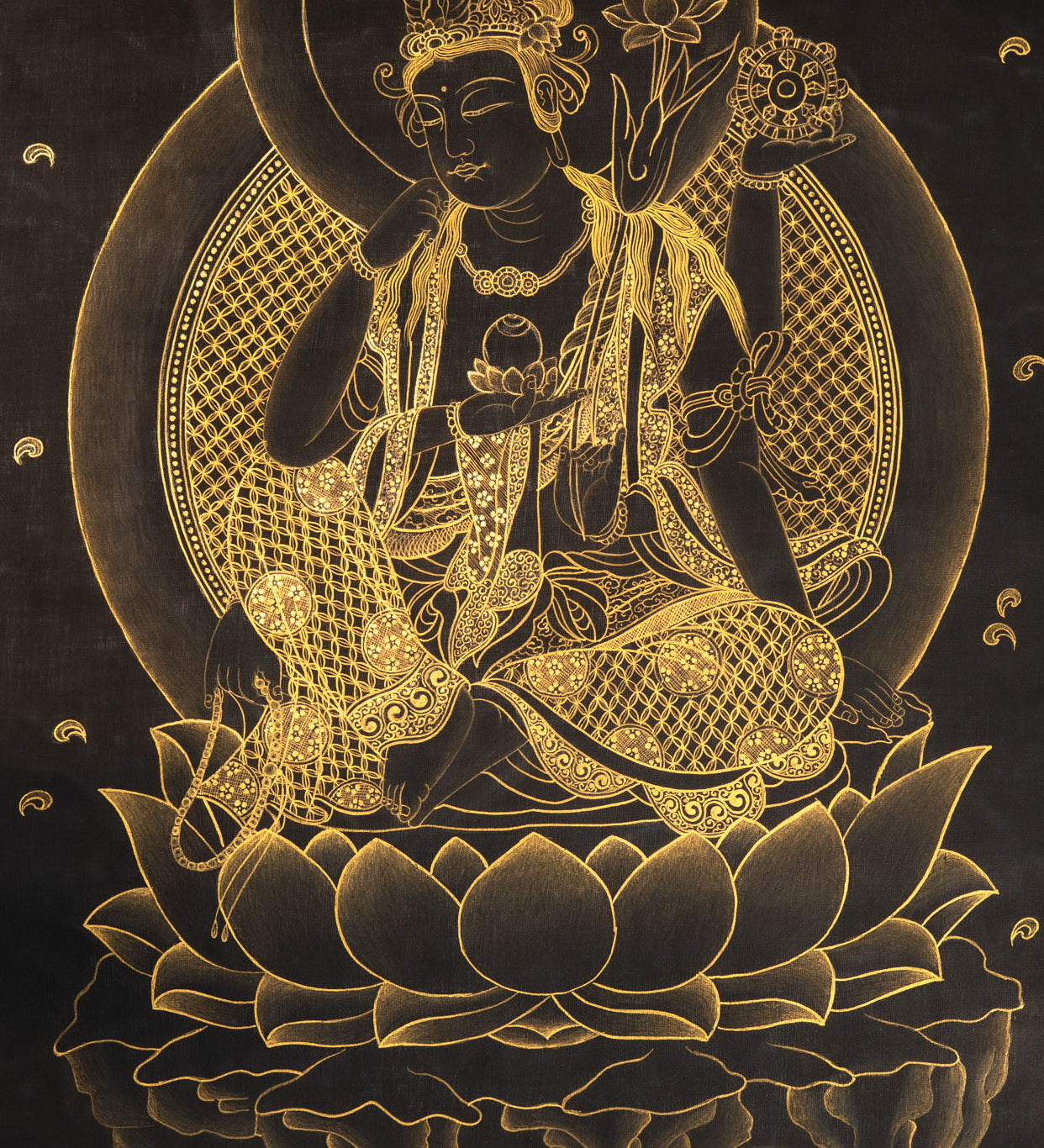 Japanese Buddha Thangka - Handpainted Art