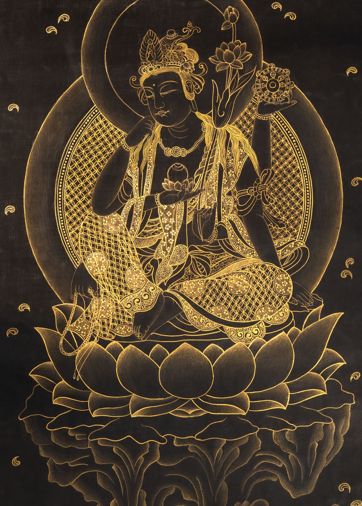 Japanese Buddha Thangka - Handpainted Art