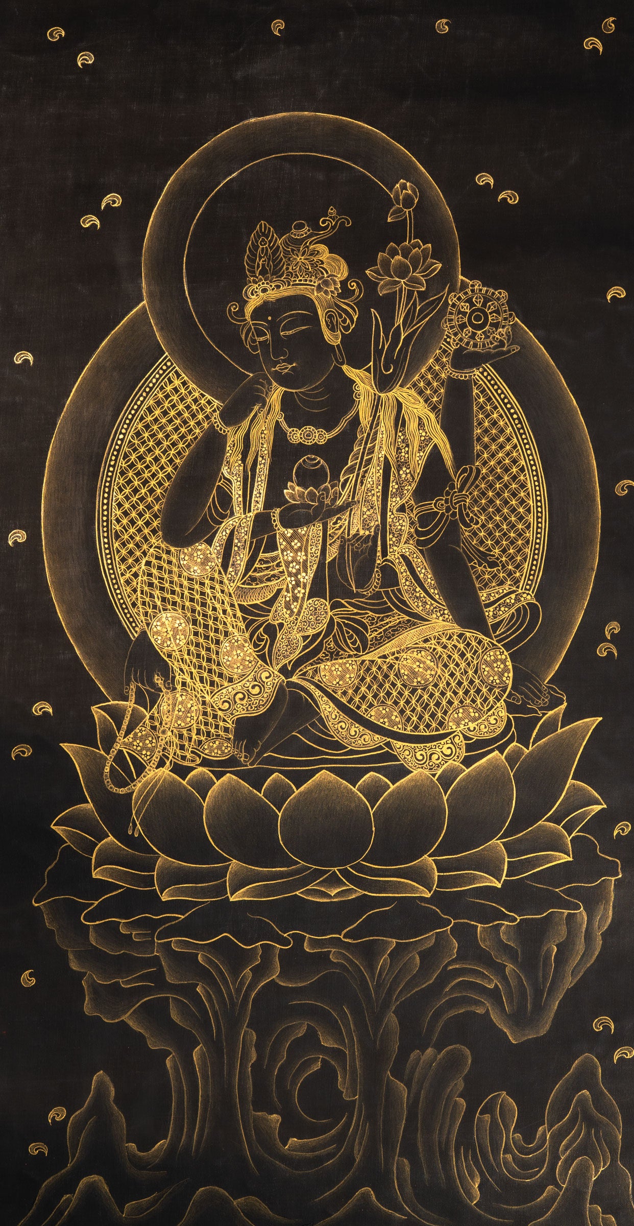 Japanese Buddha Thangka - Handpainted Art