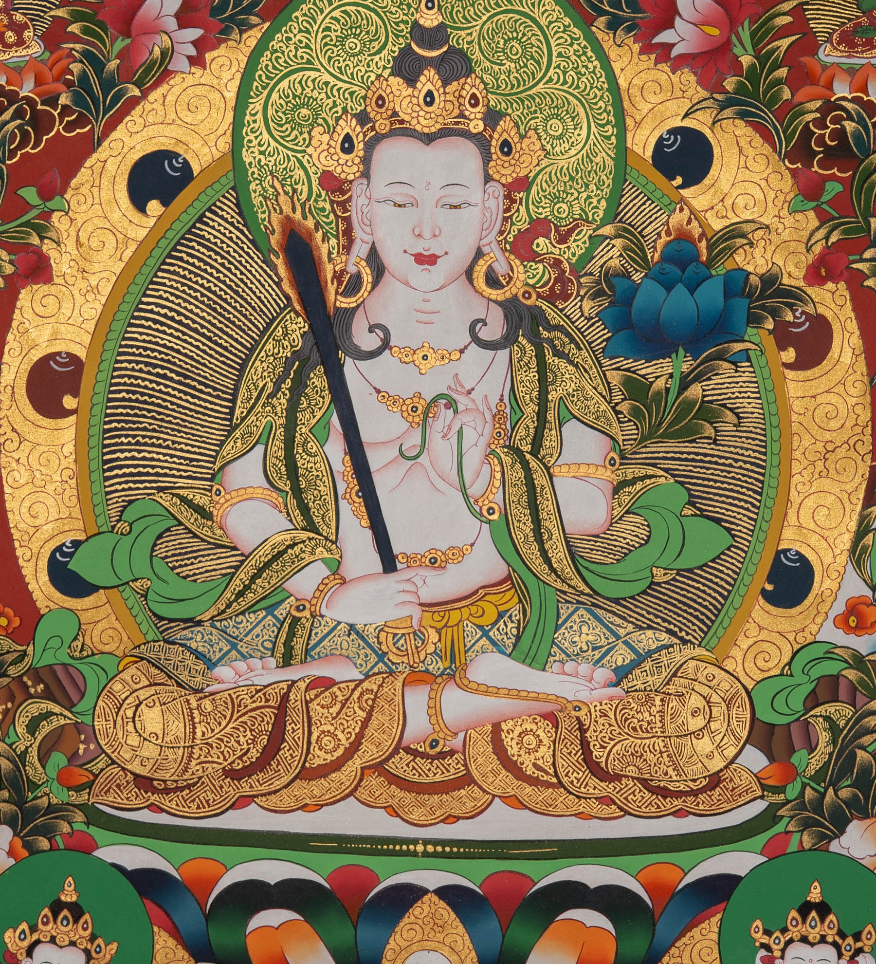 Manjushri Thangka Painting - Handpainted Art