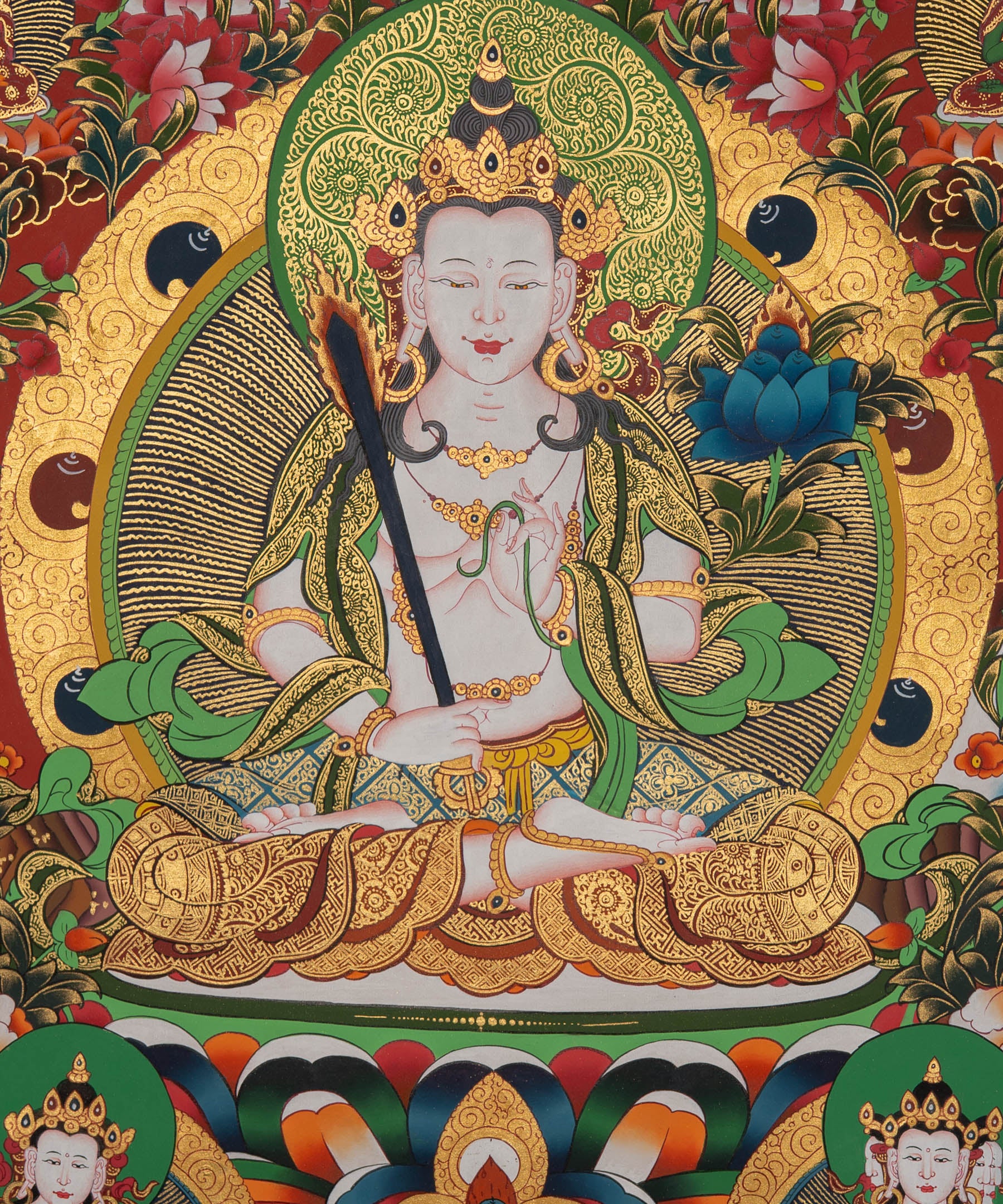 Manjushri Thangka Painting - Handpainted Art