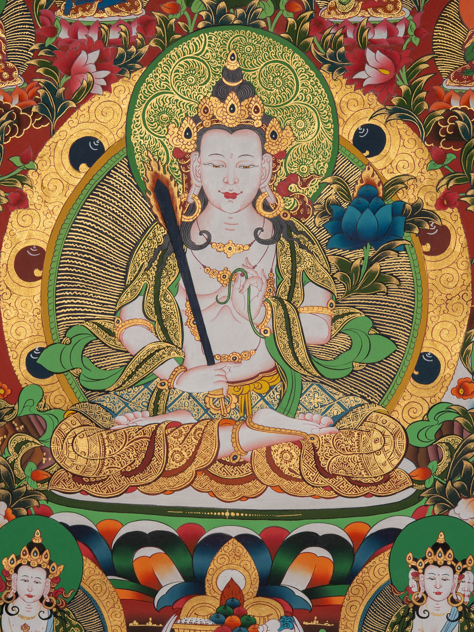Manjushri Thangka Painting - Handpainted Art