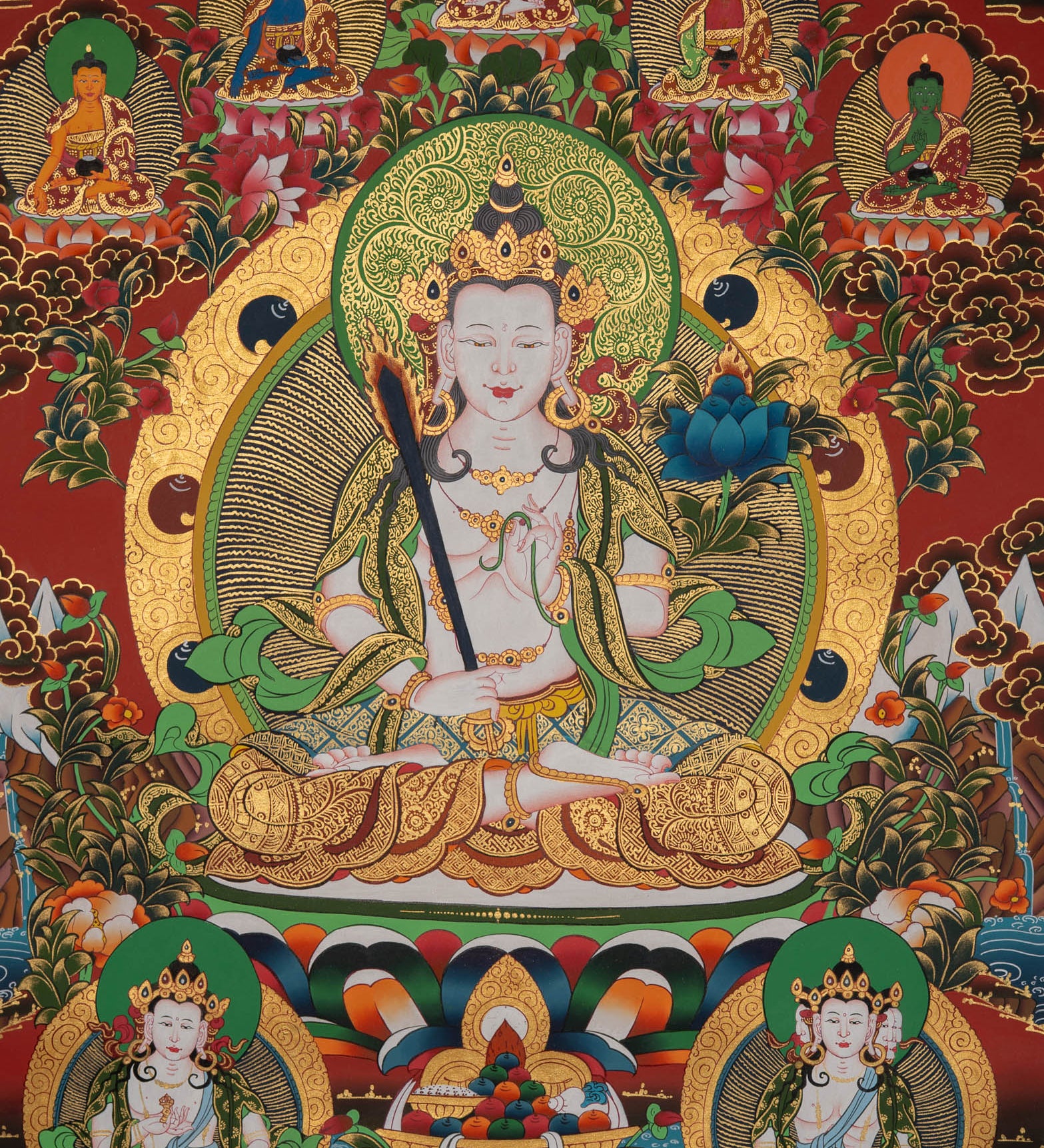 Manjushri Thangka Painting - Handpainted Art