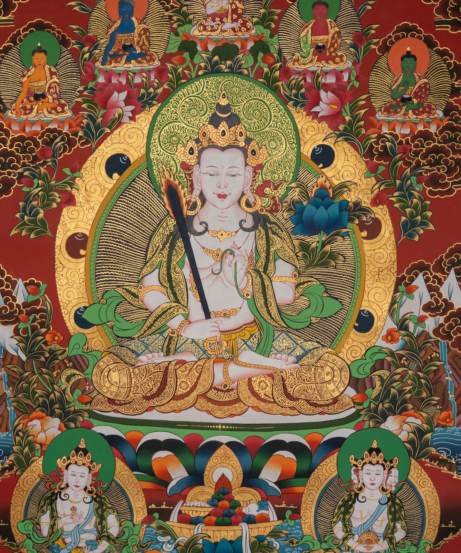 Manjushri Thangka Painting - Handpainted Art