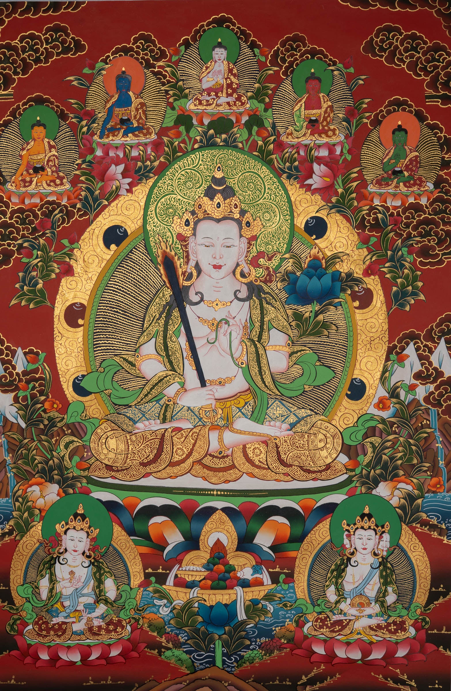 Manjushri Thangka Painting - Handpainted Art