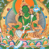 21 tara thangka painting with green tara in central figure