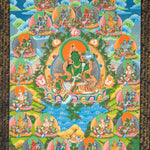 21 tara thangka painting with green tara in central figure