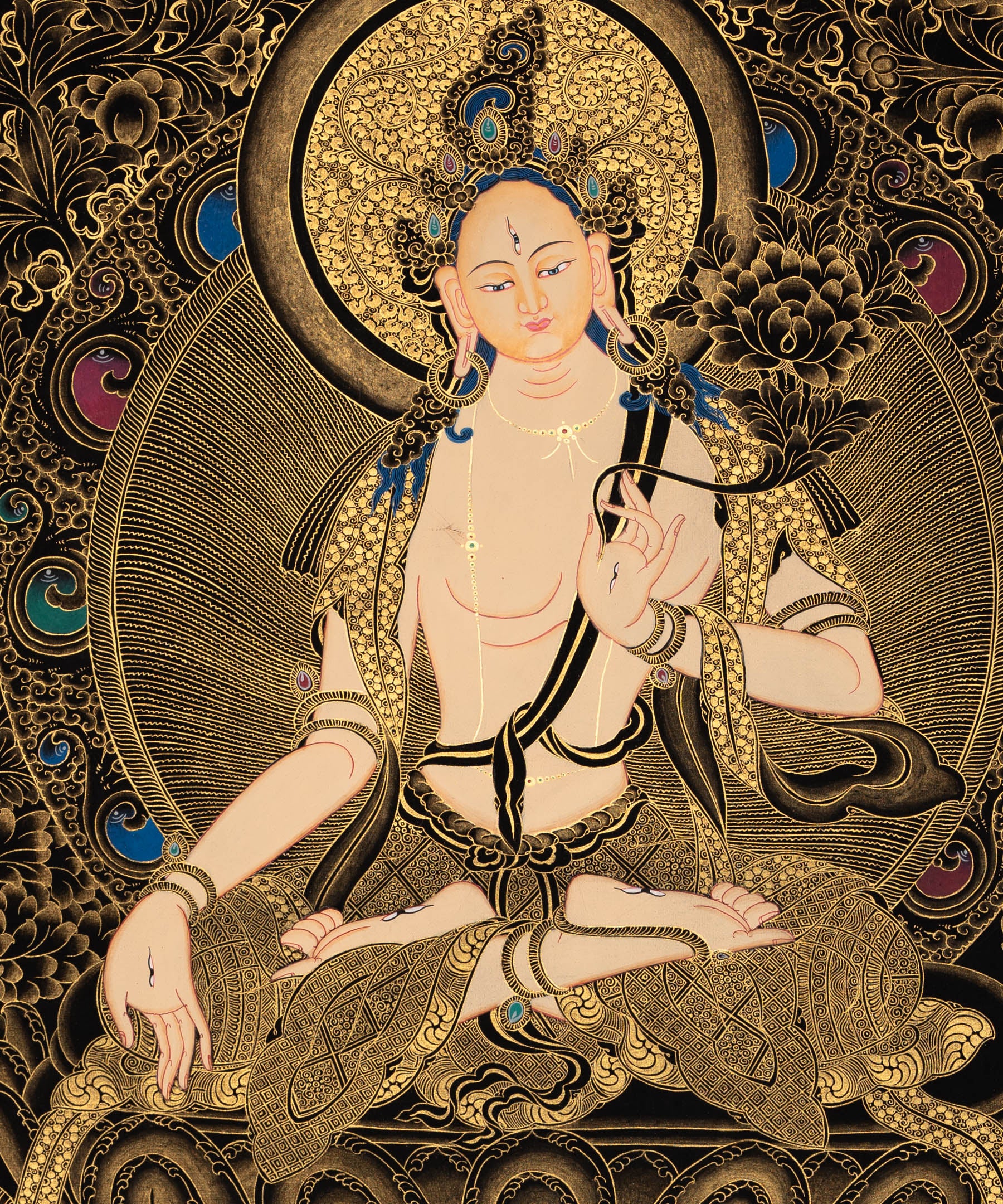 White Tara Thangka - Tibetan painting