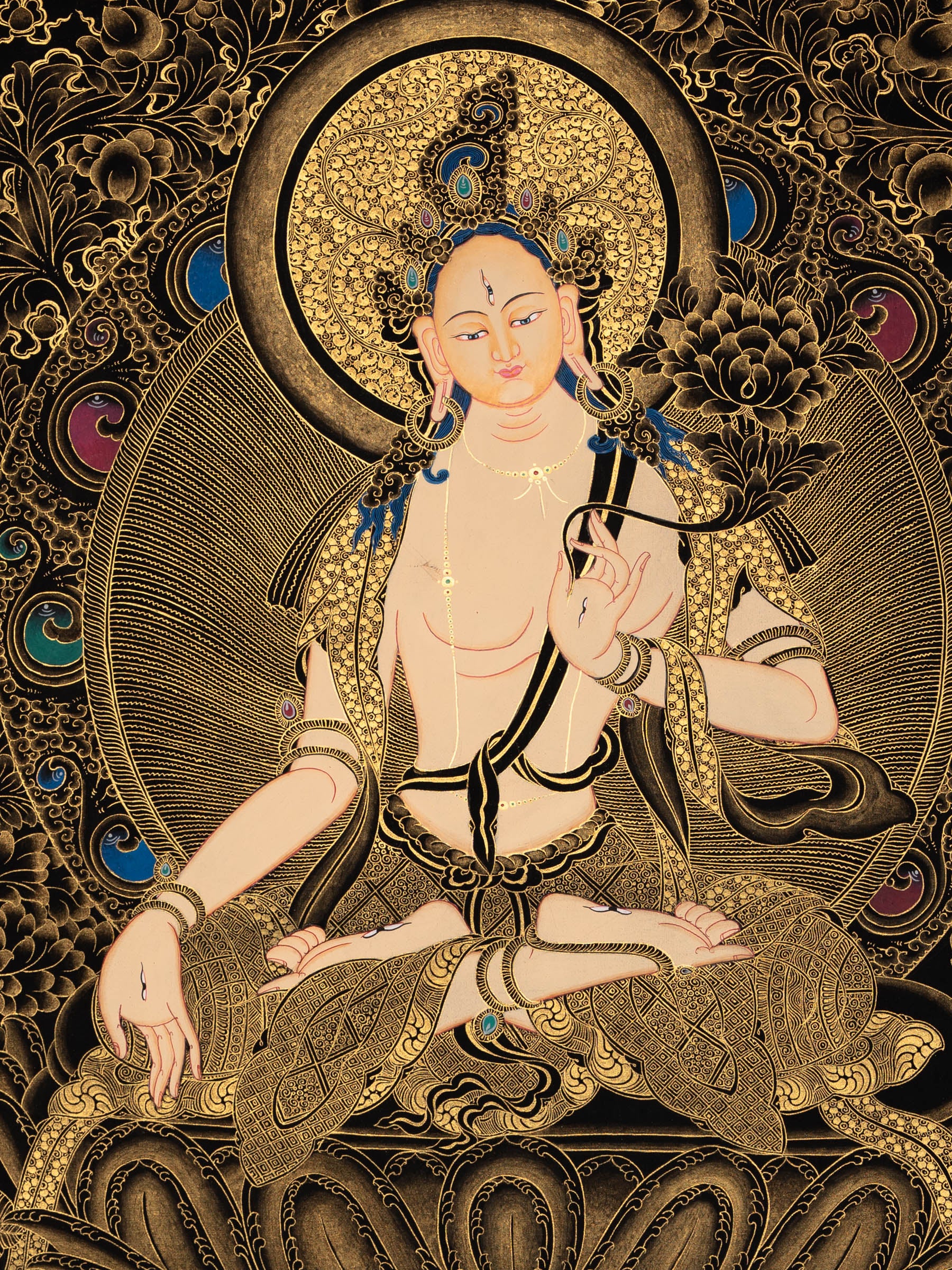 White Tara Thangka - Tibetan painting
