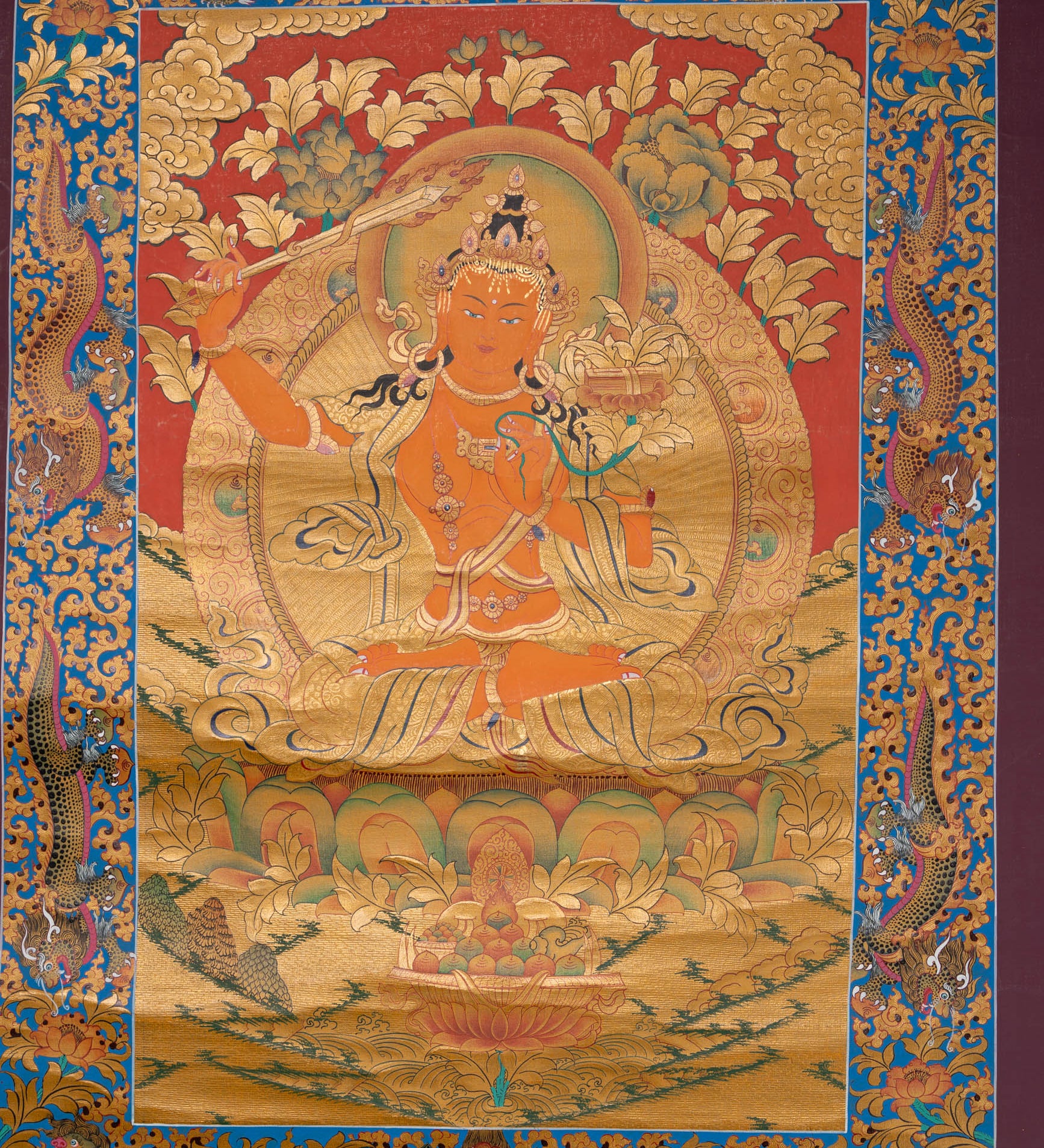 Manjushri Thangka - Handpainted Art