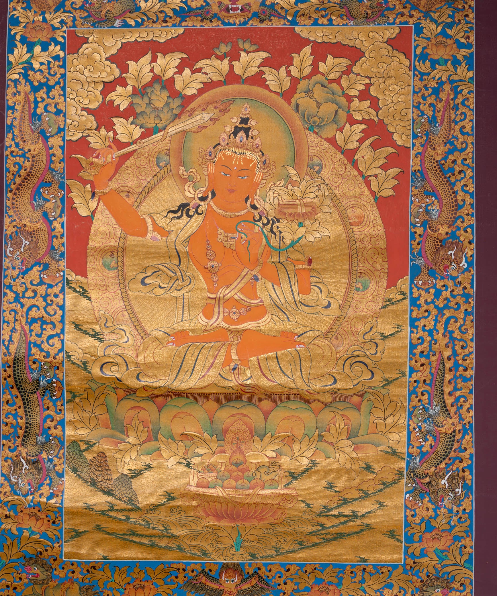 Manjushri Thangka - Handpainted Art
