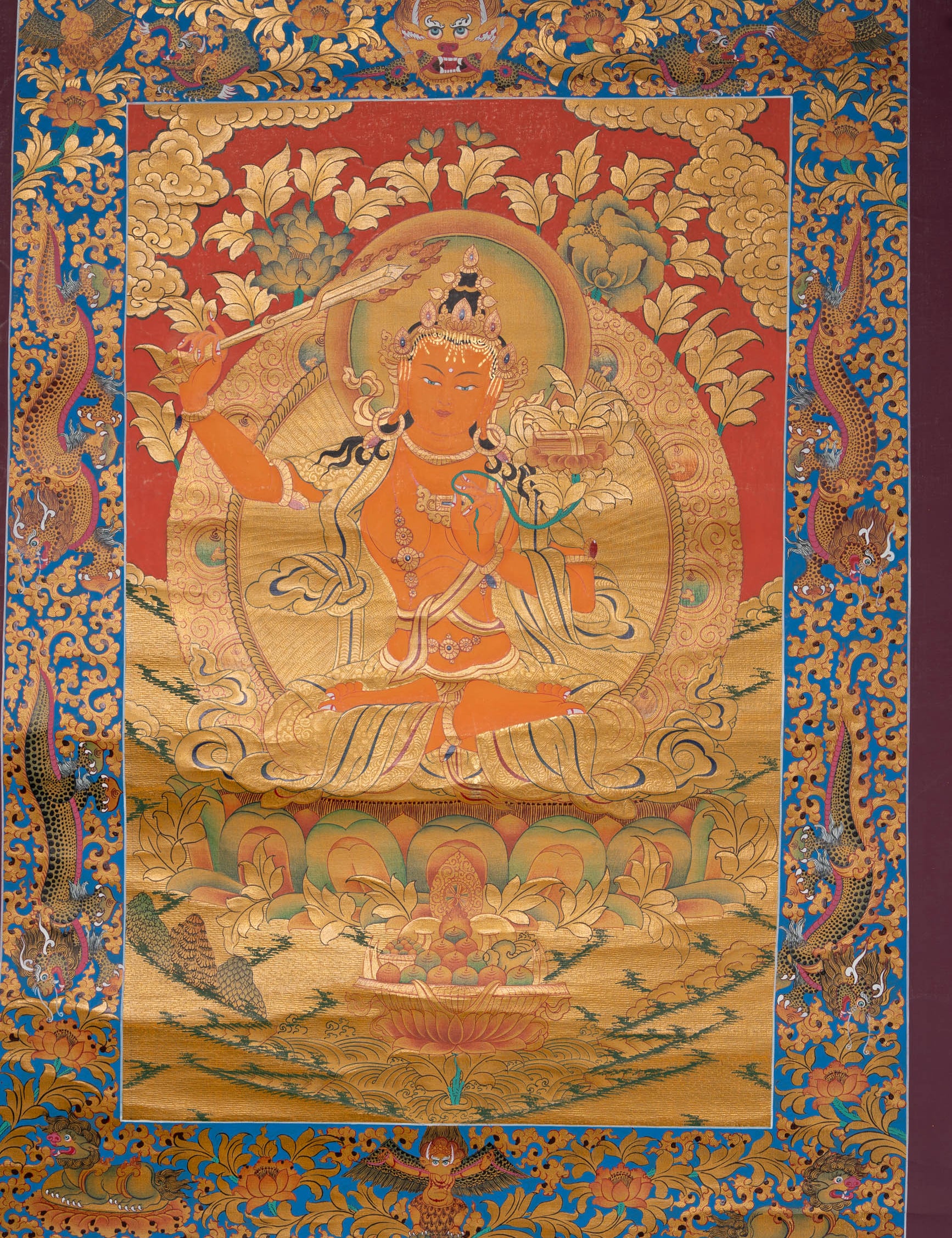 Manjushri Thangka - Handpainted Art