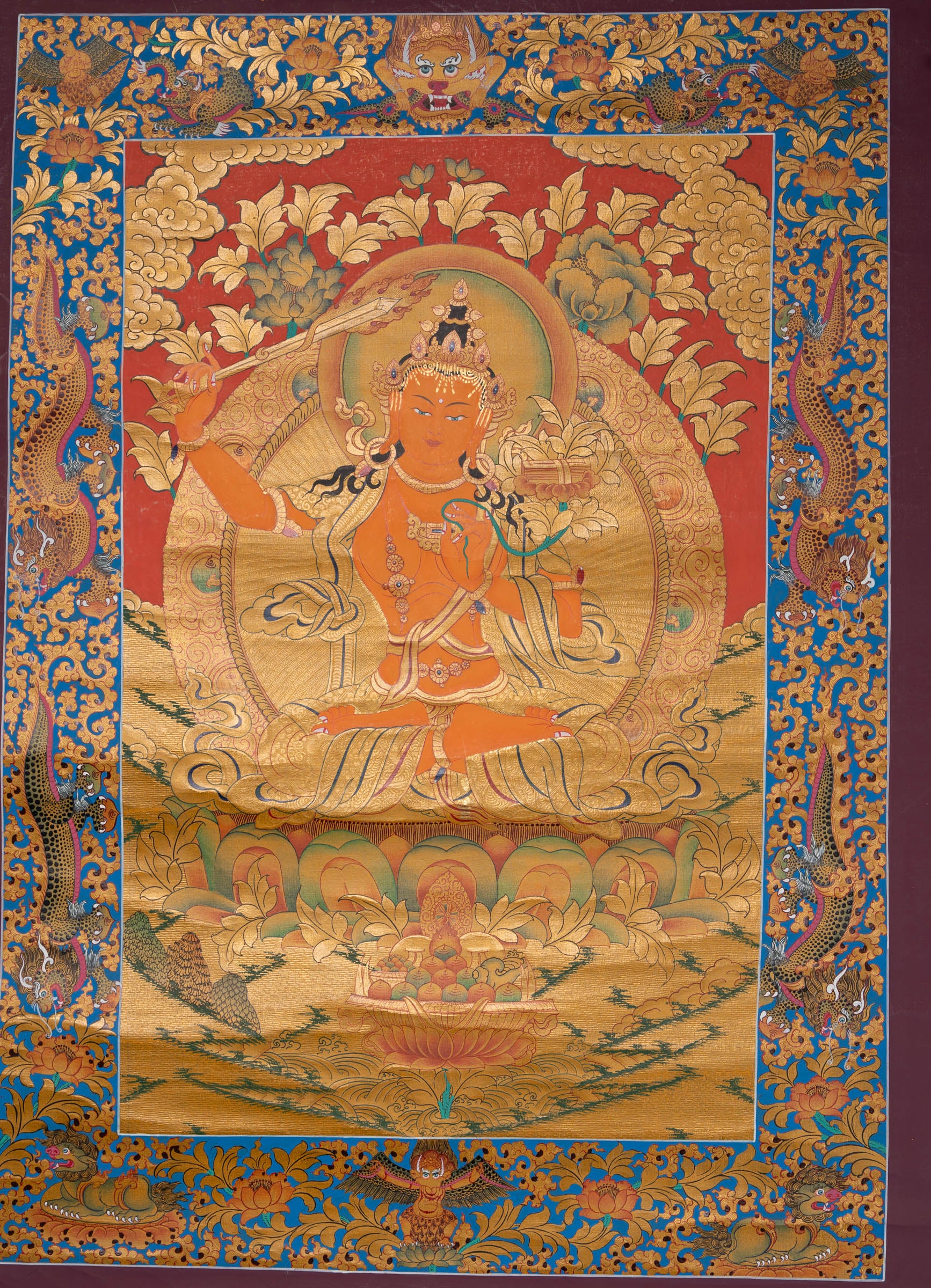 Manjushri Thangka - Handpainted Art