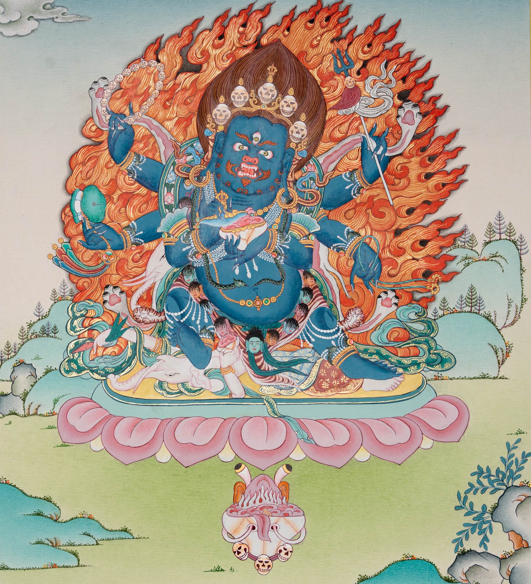 Six-Armed Mahakala Thangka Painting