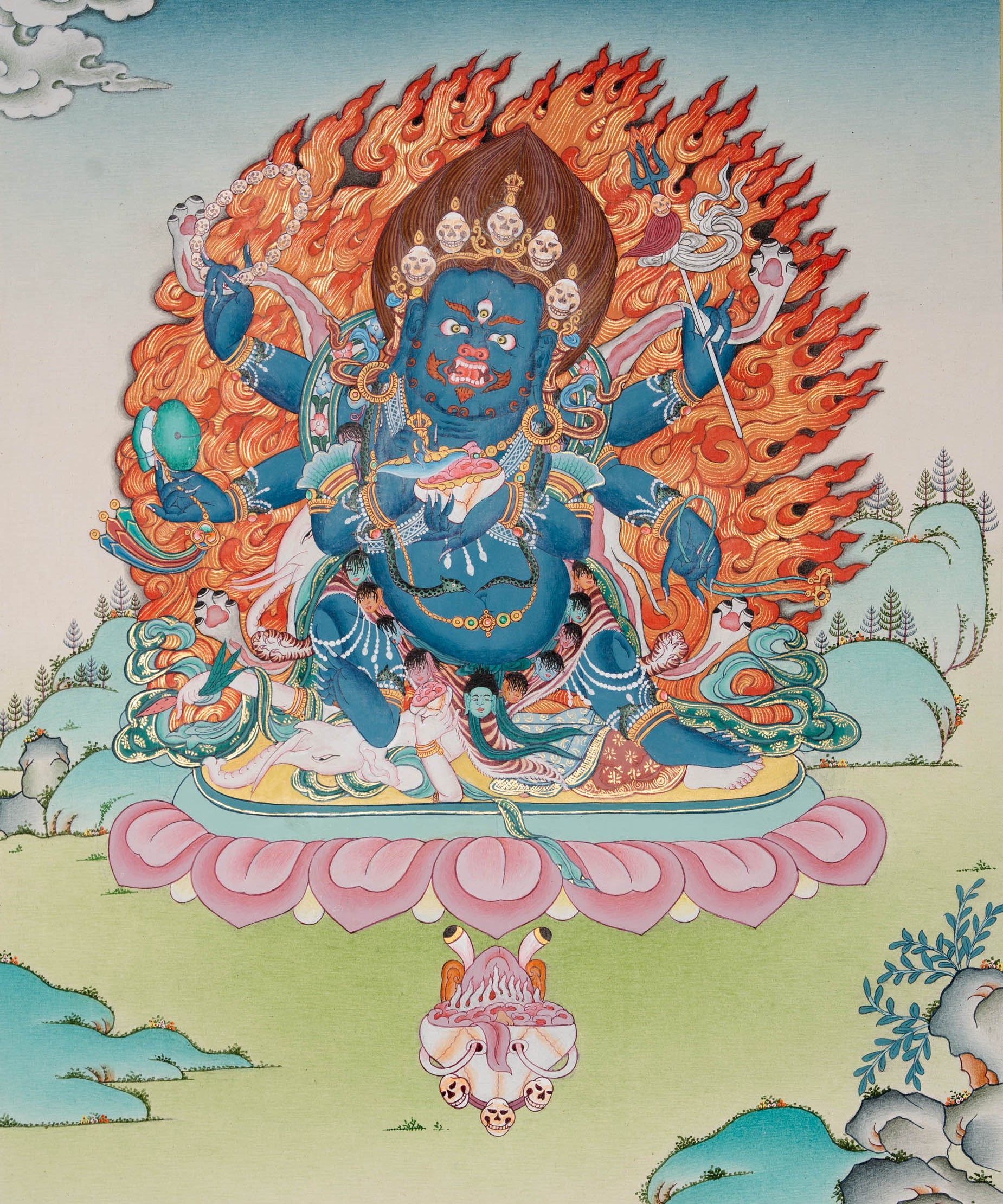 Six-Armed Mahakala Thangka Painting