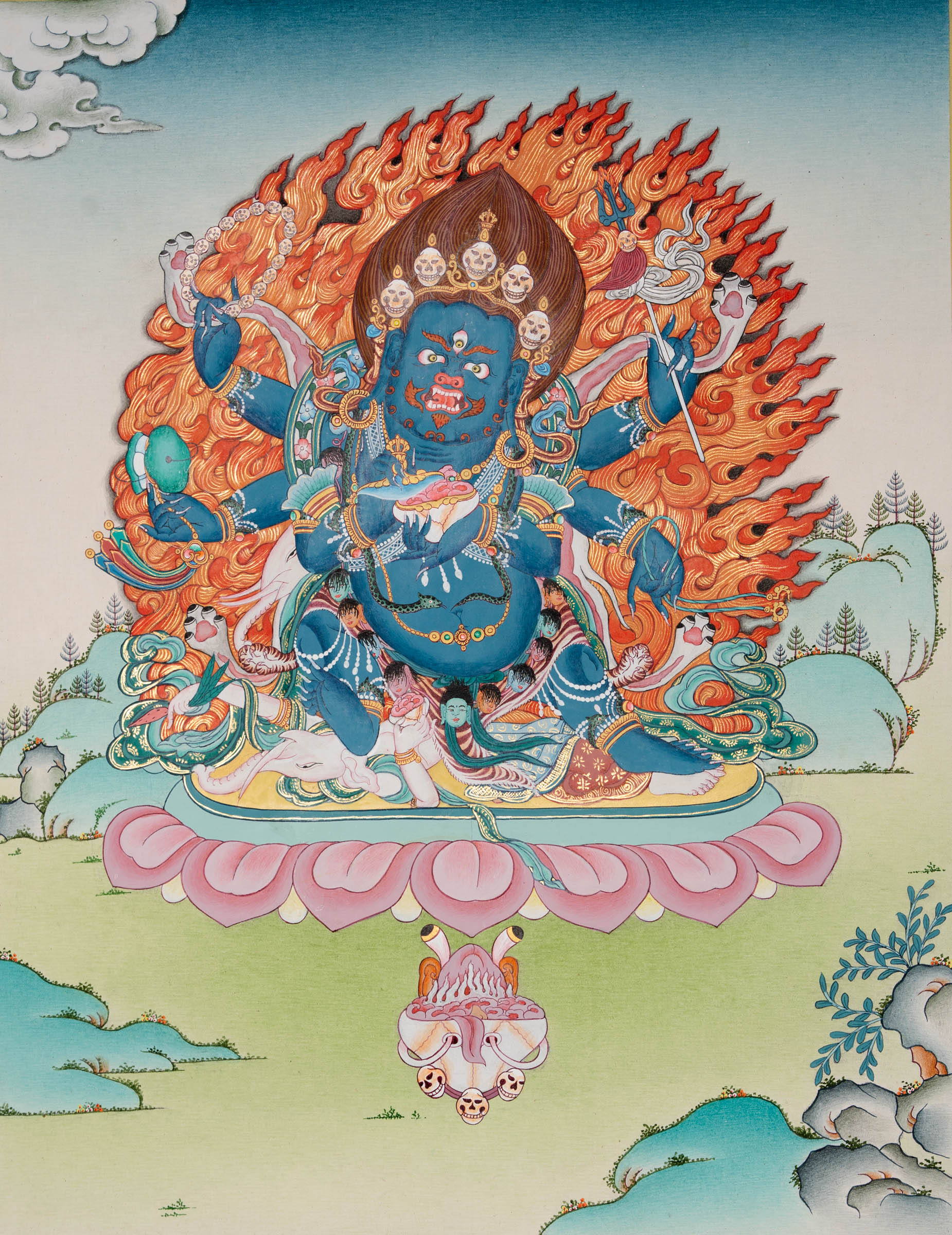 Six-Armed Mahakala Thangka Painting