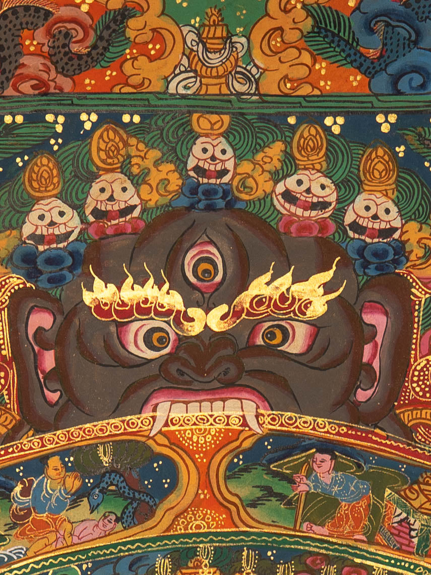 Wheel of Life Thangka Painting (Bhavachakra) - Handpainted Art