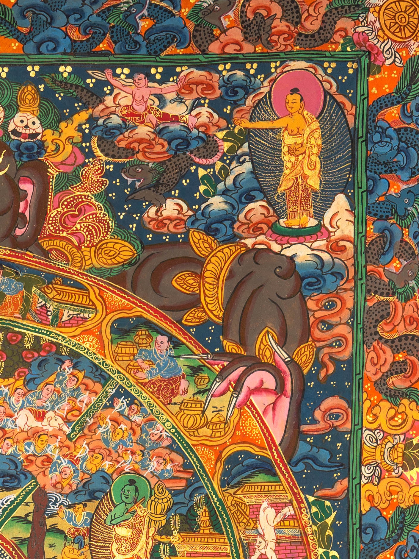 Wheel of Life Thangka Painting (Bhavachakra) - Handpainted Art